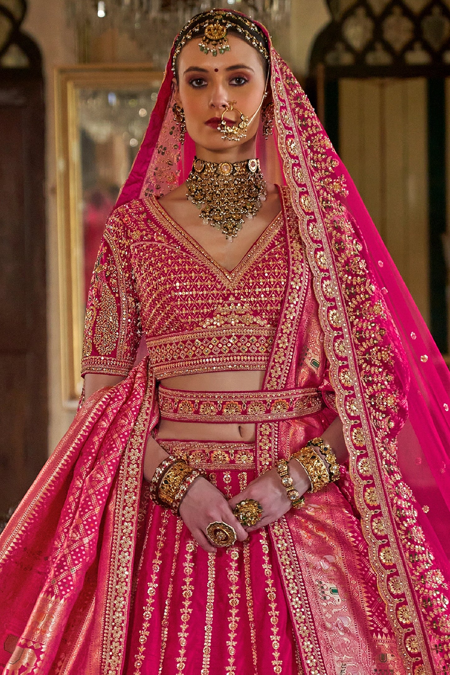 Pink Semi-Stitched Embroidered Silk Lehenga-SAR10326_3_SareeButa.com