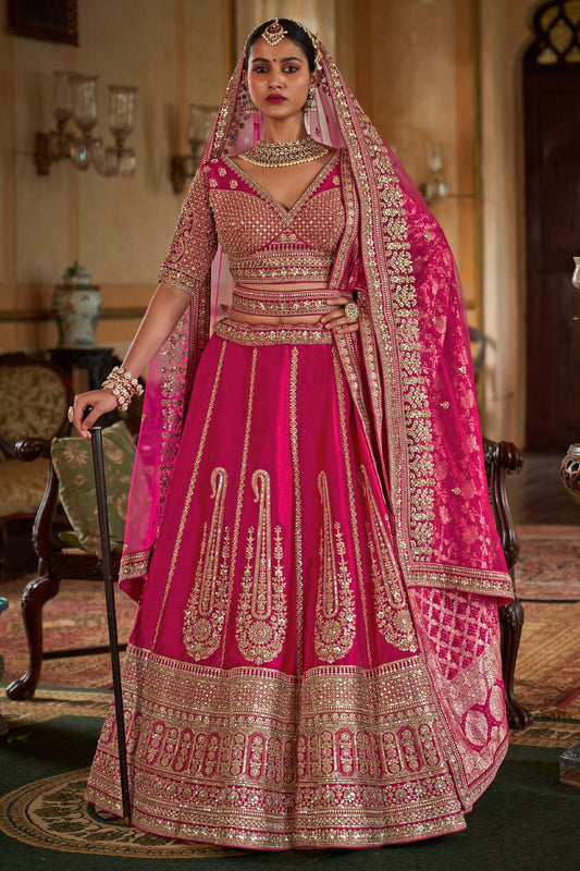 Pink Semi-Stitched Embroidered Silk Lehenga-SAR10331_1_SareeButa.com