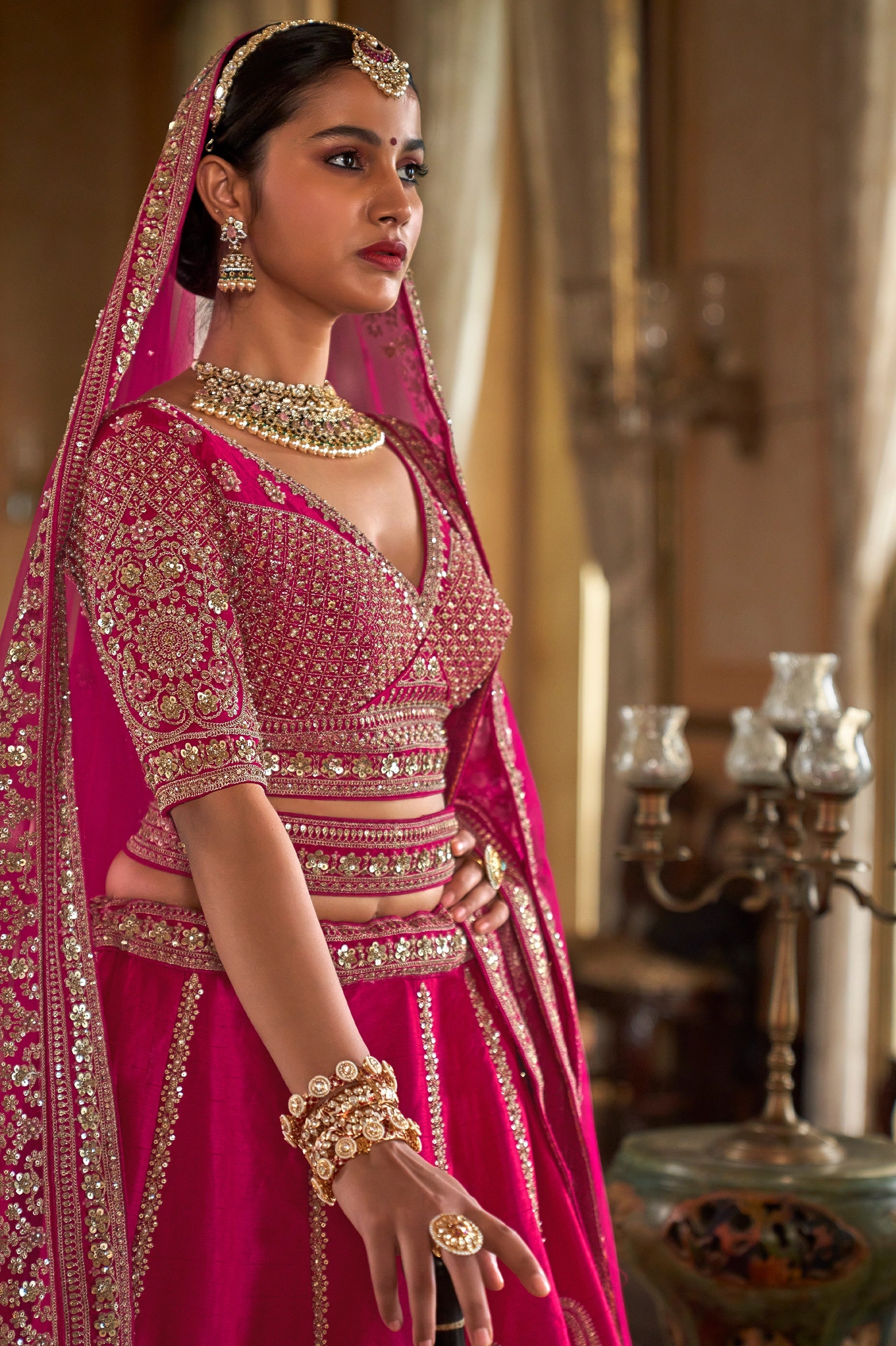Pink Semi-Stitched Embroidered Silk Lehenga-SAR10331_2_SareeButa.com