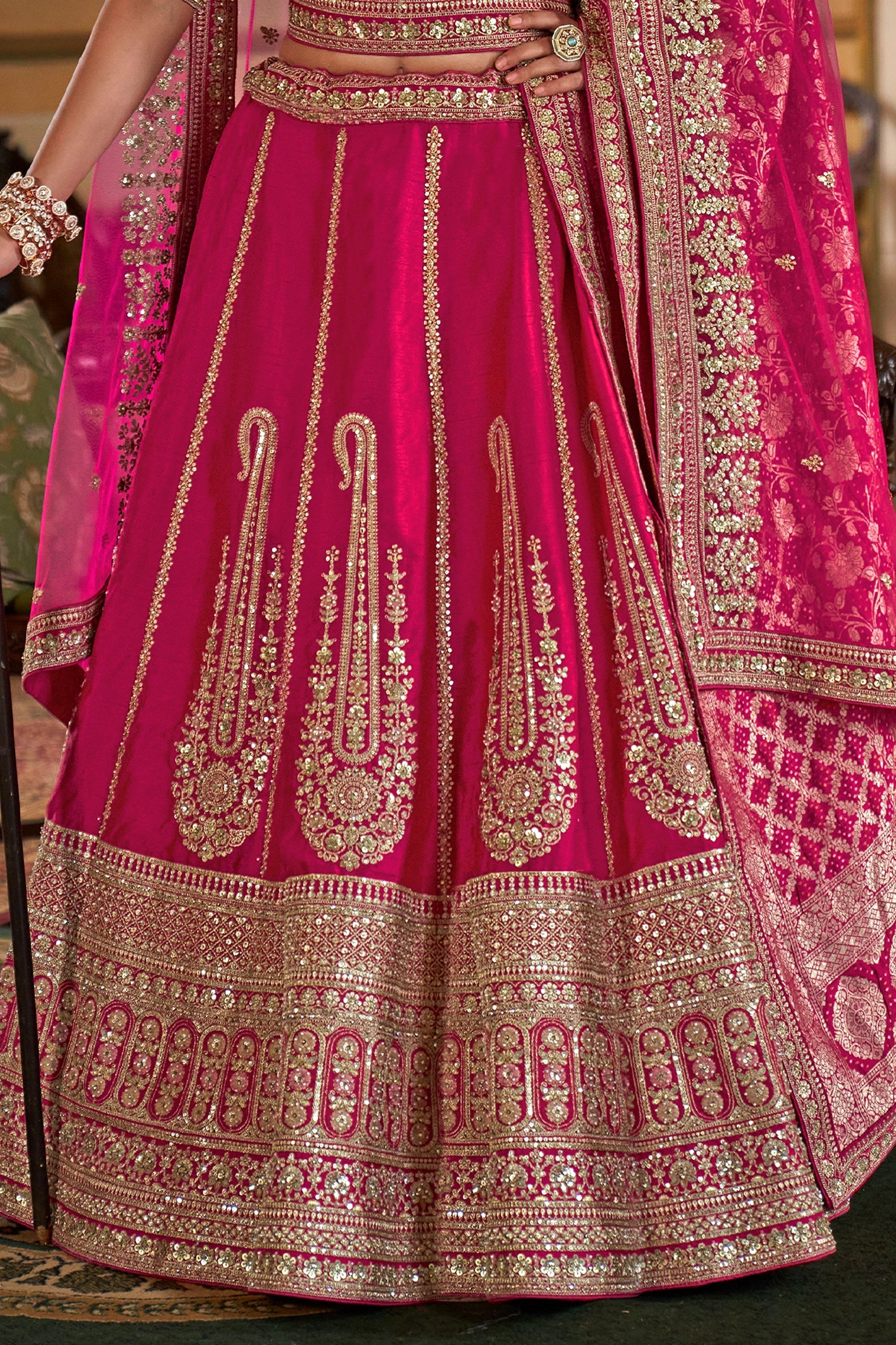 Pink Semi-Stitched Embroidered Silk Lehenga-SAR10331_4_SareeButa.com