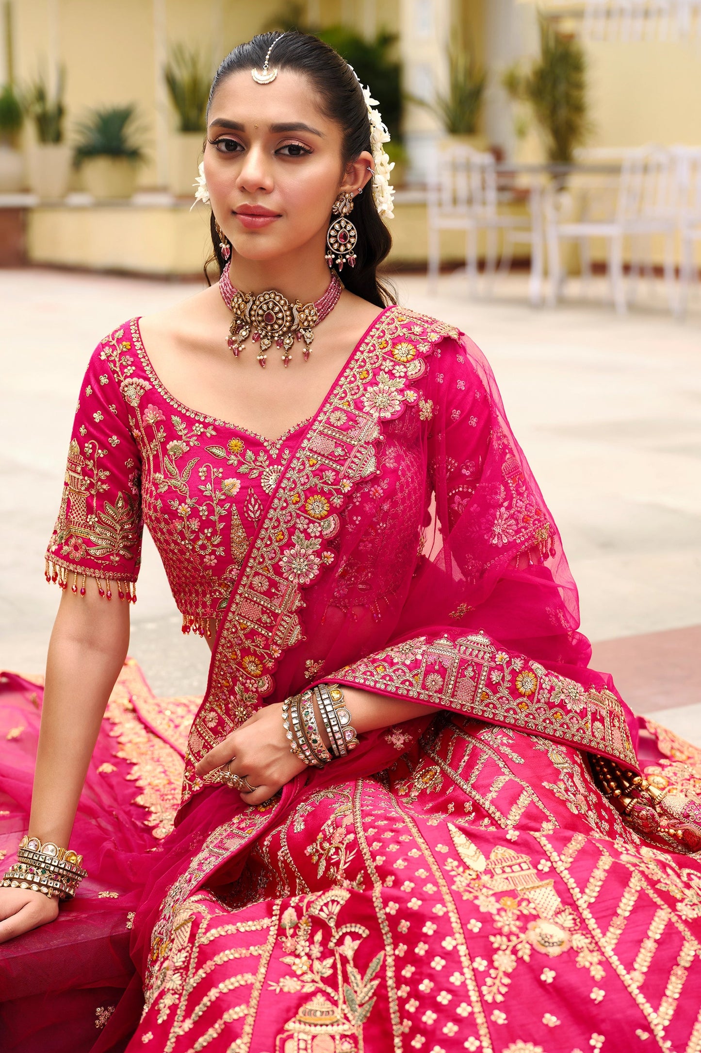 Pink Semi-Stitched Embroidered Silk Lehenga-SAR10532_3_SareeButa.com