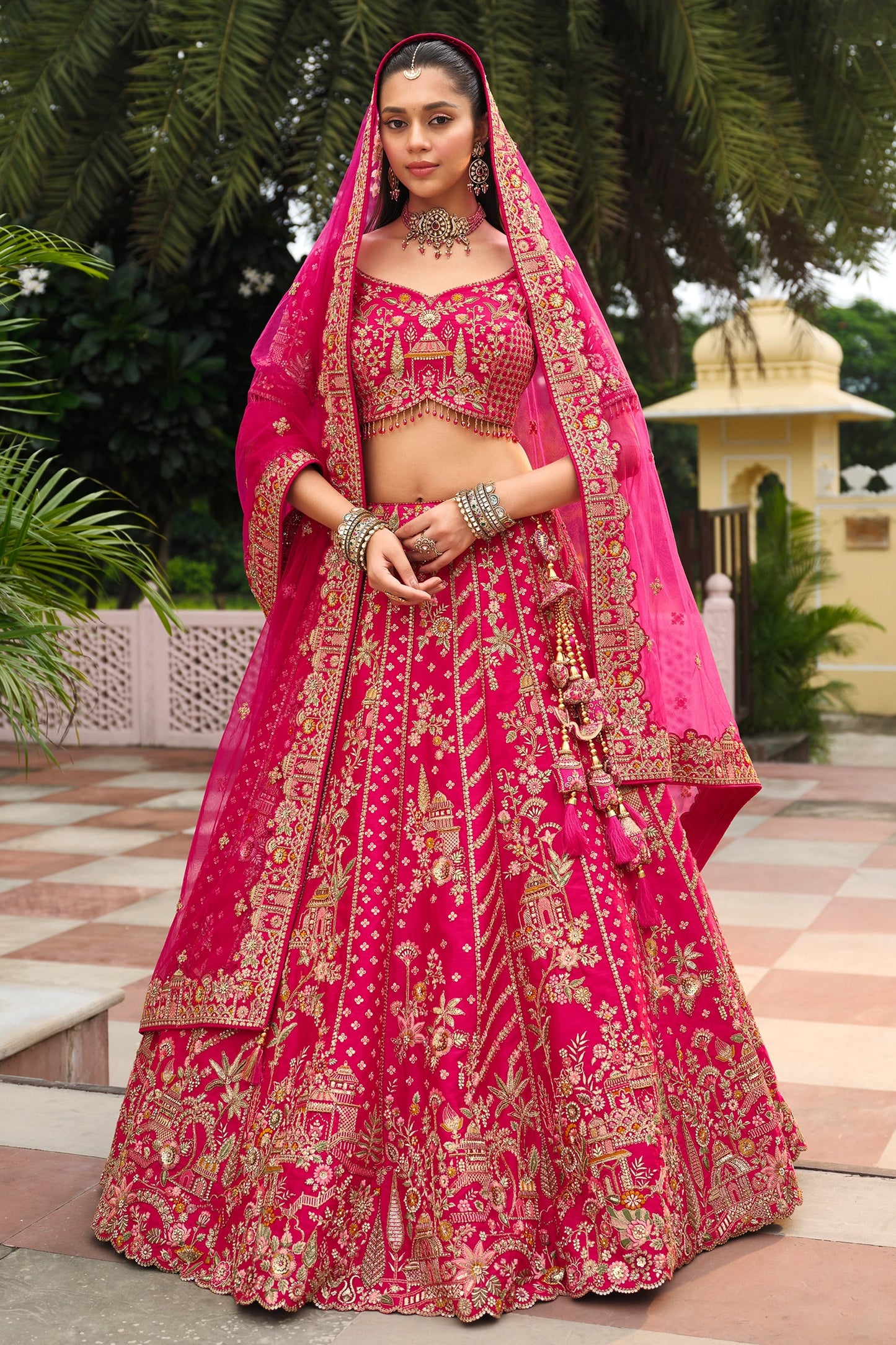 Pink Semi-Stitched Embroidered Silk Lehenga-SAR10532_4_SareeButa.com