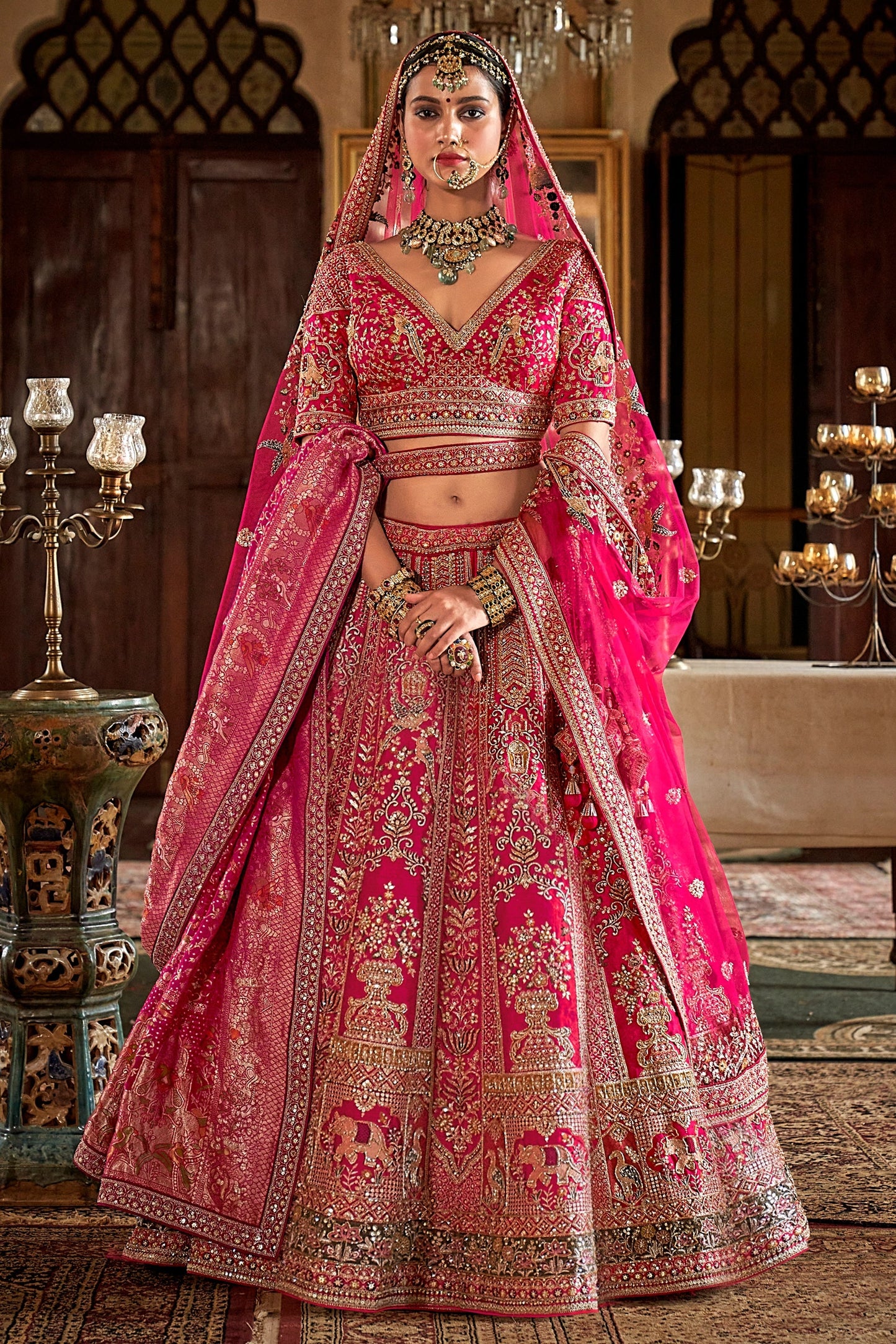 Pink Semi-Stitched Embroidered Silk Lehenga-SAR11513_1_SareeButa.com