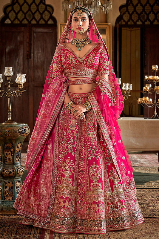 Pink Semi-Stitched Embroidered Silk Lehenga-SAR11513_1_SareeButa.com