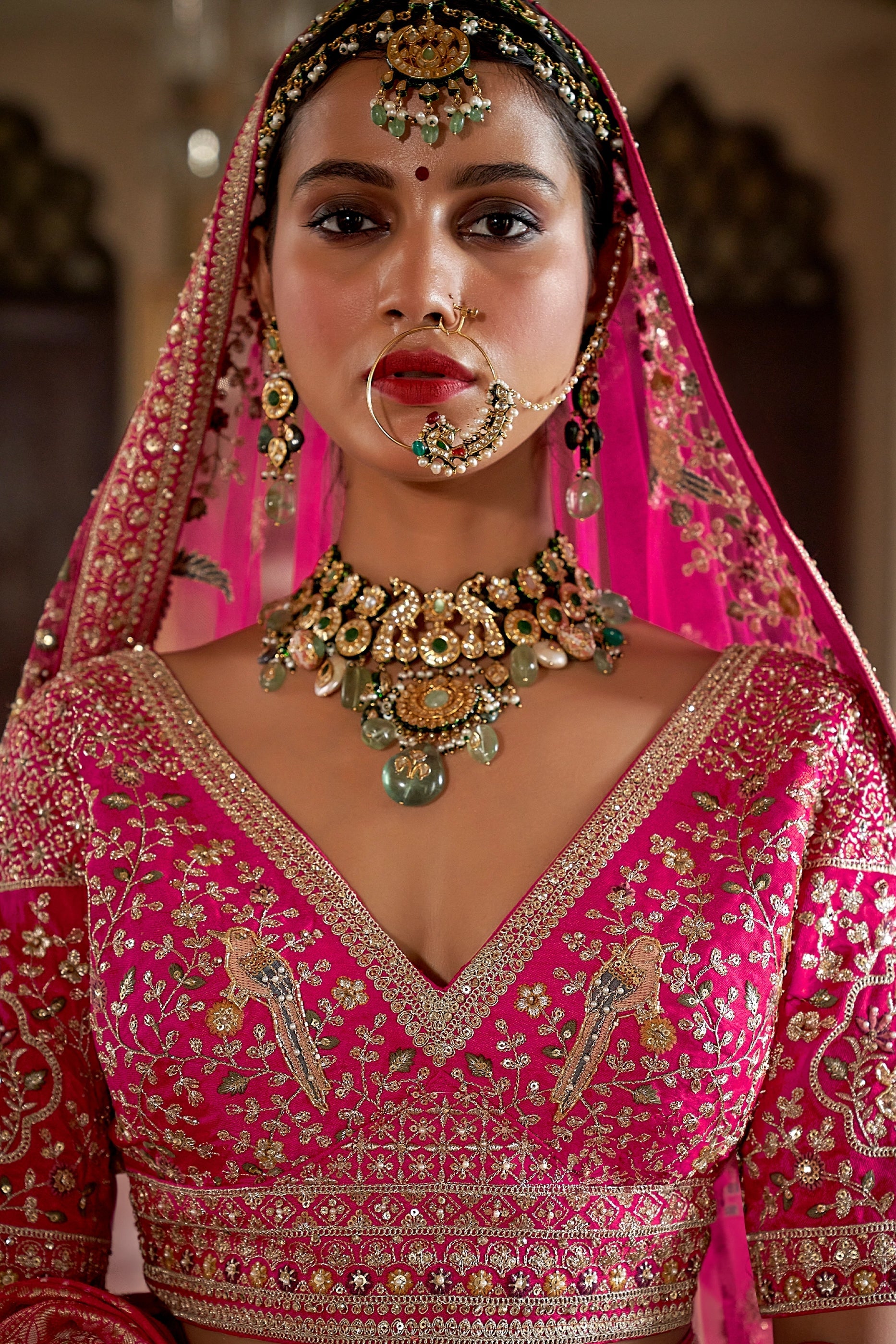 Pink Semi-Stitched Embroidered Silk Lehenga-SAR11513_2_SareeButa.com