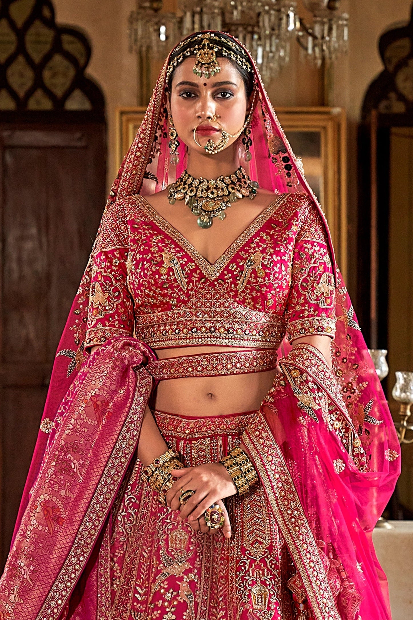 Pink Semi-Stitched Embroidered Silk Lehenga-SAR11513_3_SareeButa.com