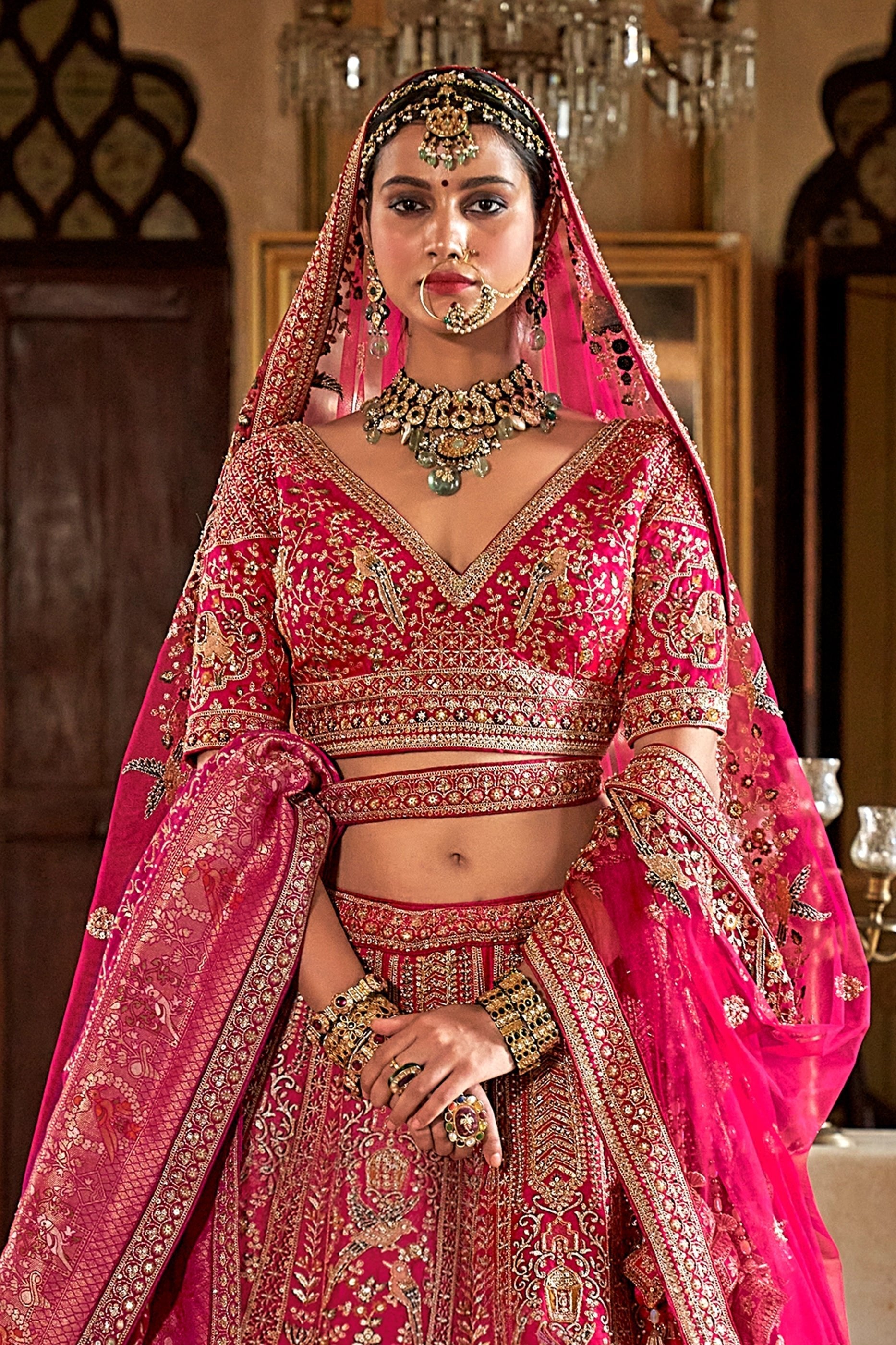 Pink Semi-Stitched Embroidered Silk Lehenga-SAR11513_3_SareeButa.com