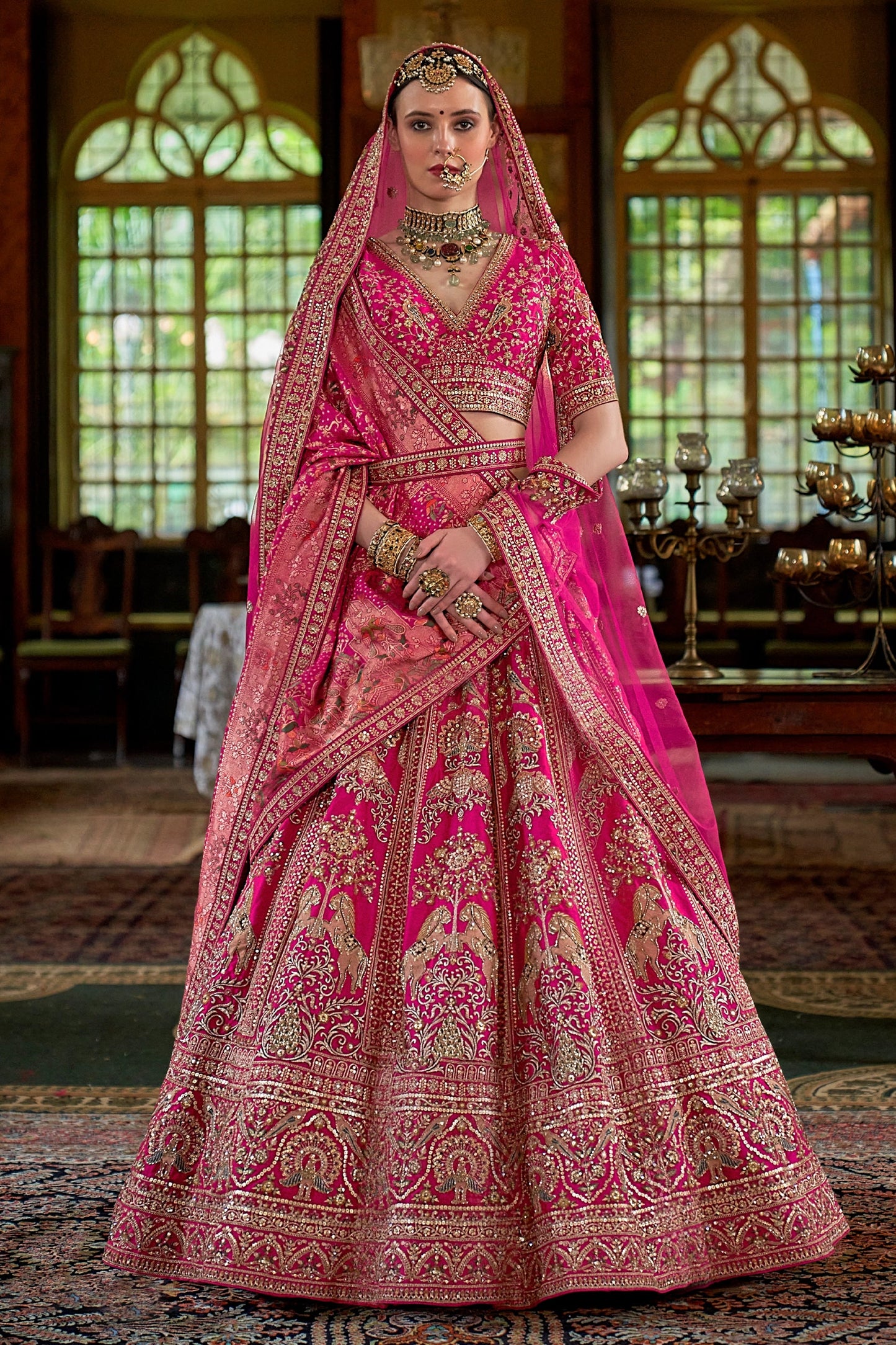 Pink Semi-Stitched Embroidered Silk Lehenga-SAR11517_1_SareeButa.com