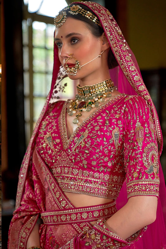 Pink Semi-Stitched Embroidered Silk Lehenga-SAR11517_2_SareeButa.com