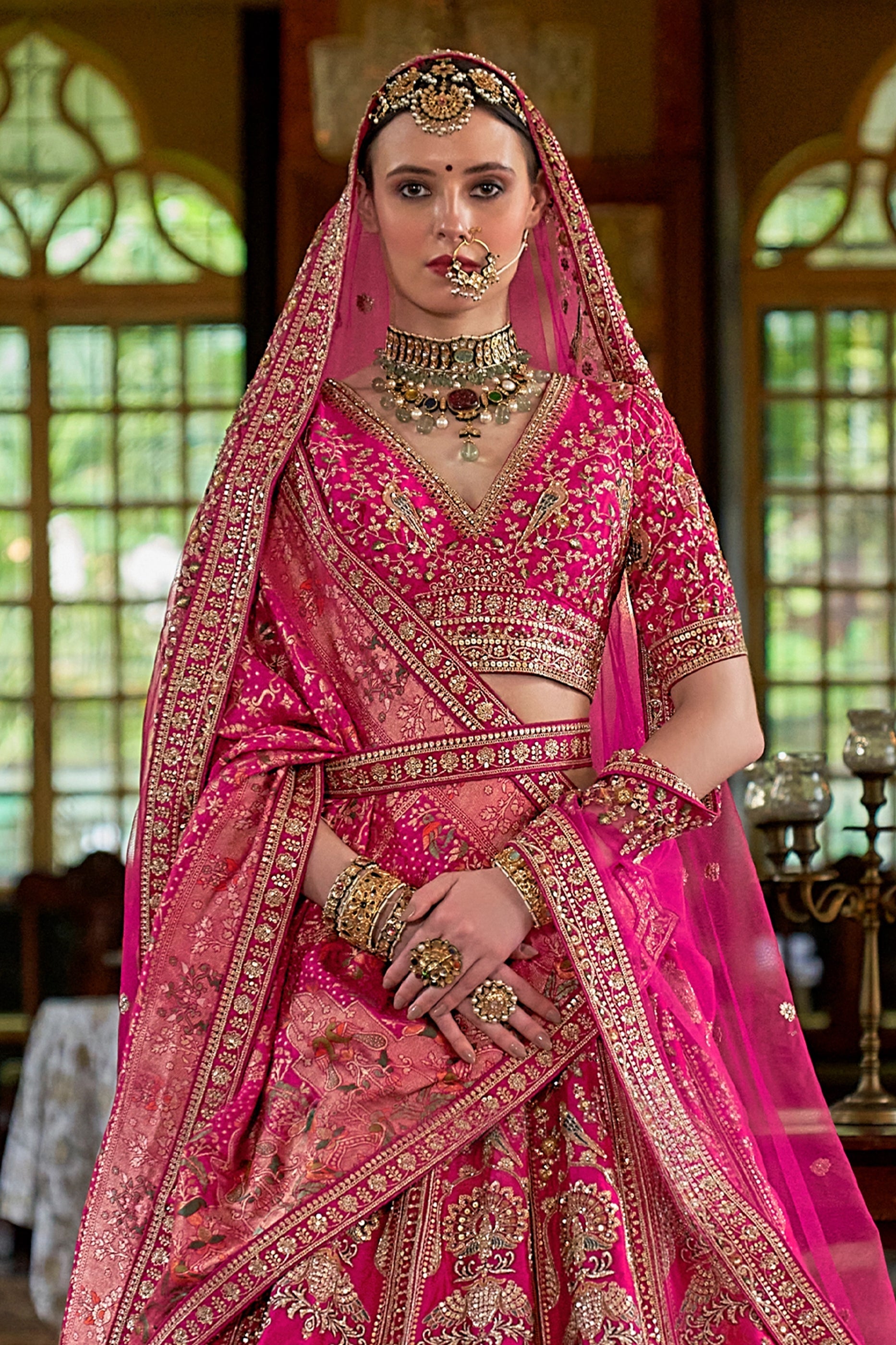 Pink Semi-Stitched Embroidered Silk Lehenga-SAR11517_3_SareeButa.com