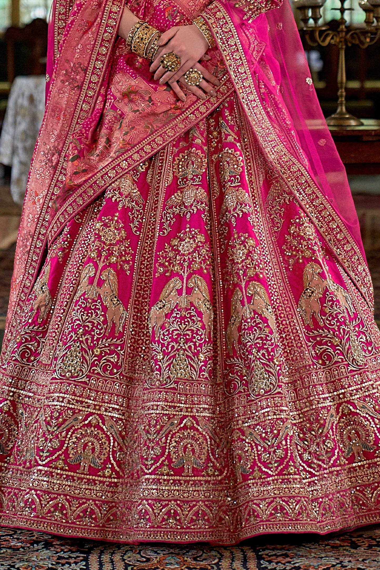 Pink Semi-Stitched Embroidered Silk Lehenga-SAR11517_4_SareeButa.com