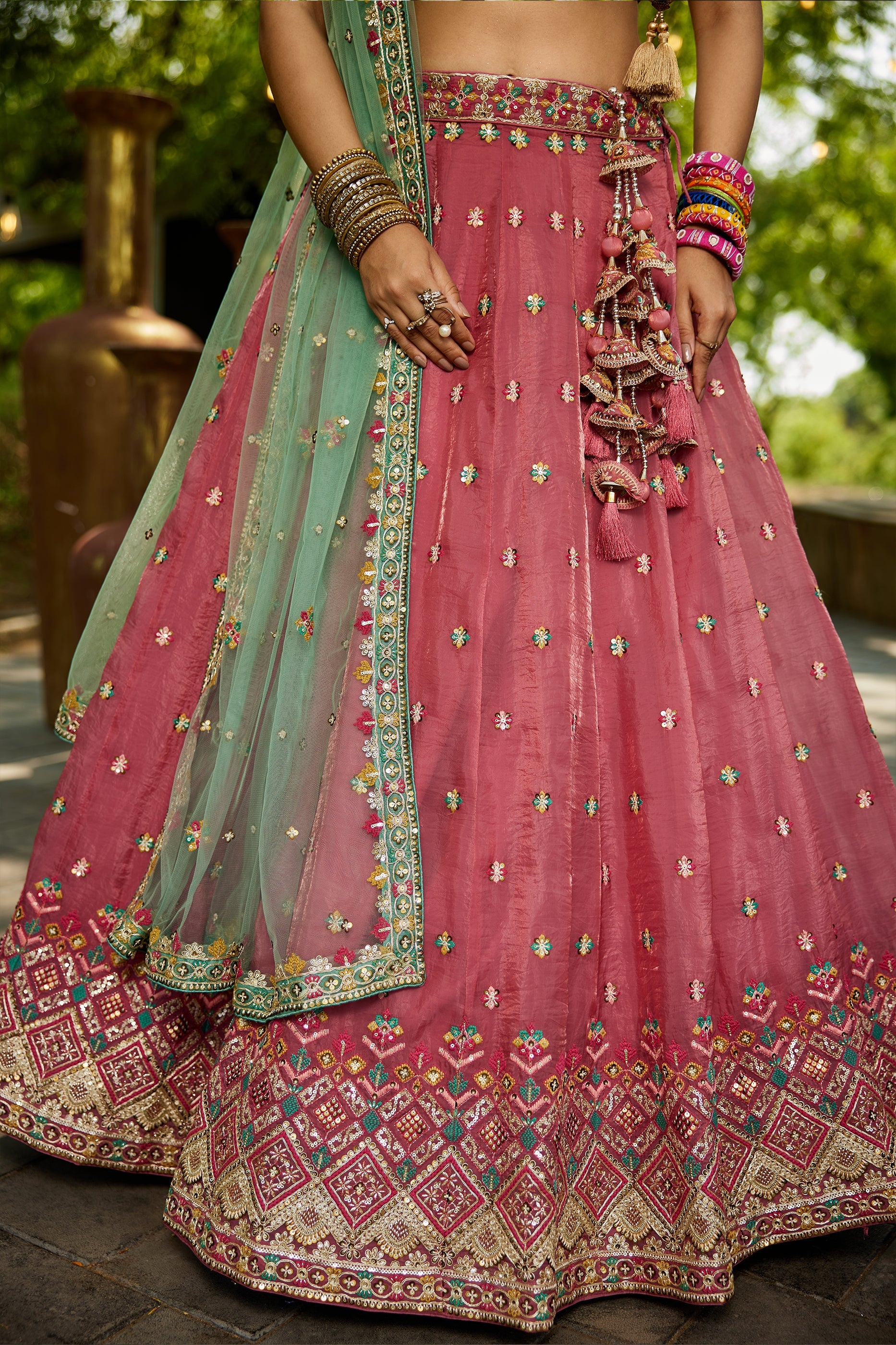 Pink Readymade Embroidered Tissue Silk Lehenga-SAR10052_5_SareeButa.com
