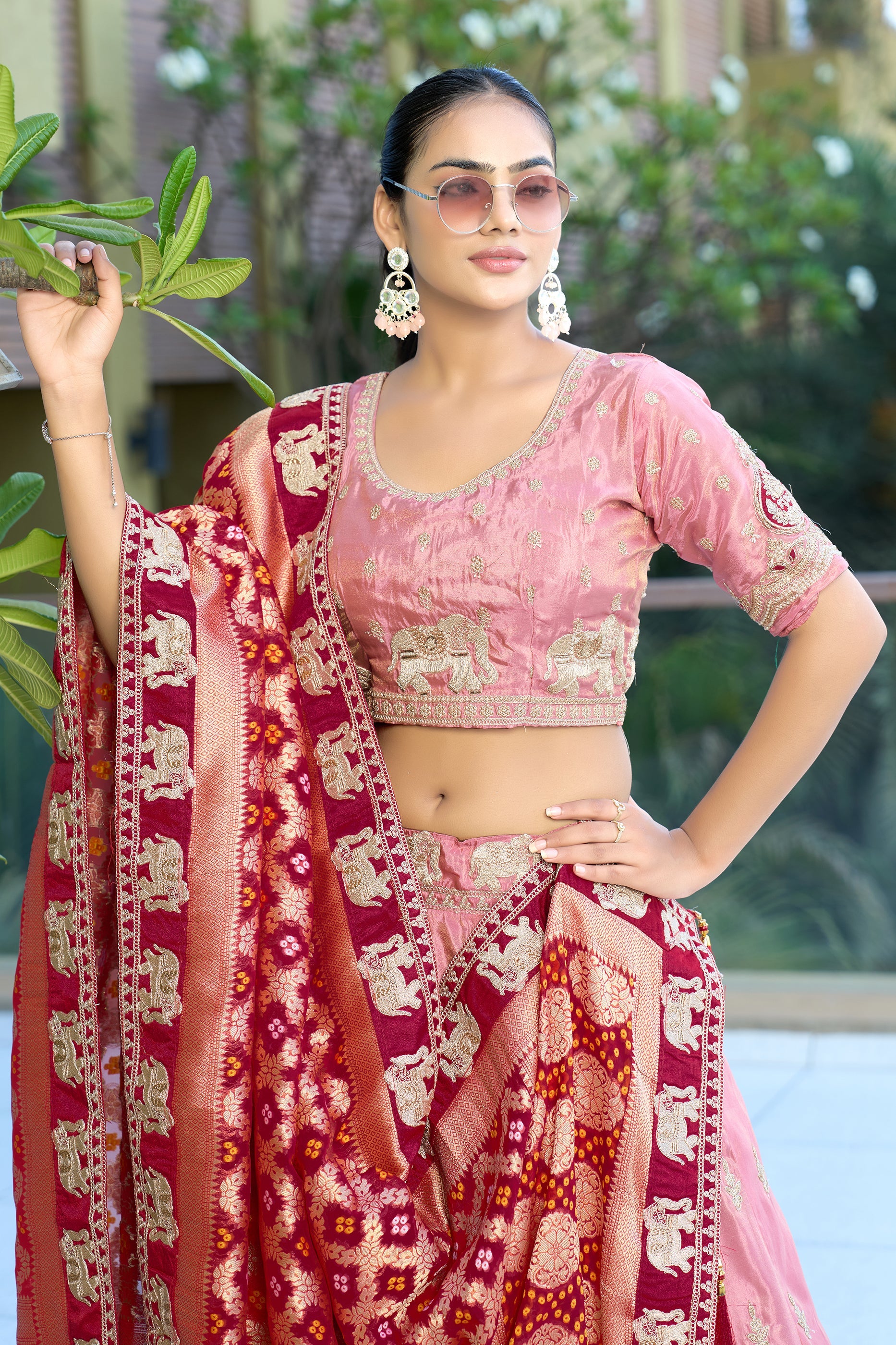 Pink Semi-Stitched Embroidered Viscose Lehenga-SAR10734_2_SareeButa.com