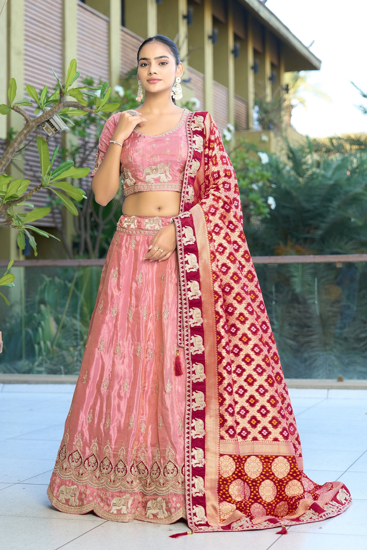Pink Semi-Stitched Embroidered Viscose Lehenga-SAR10734_4_SareeButa.com