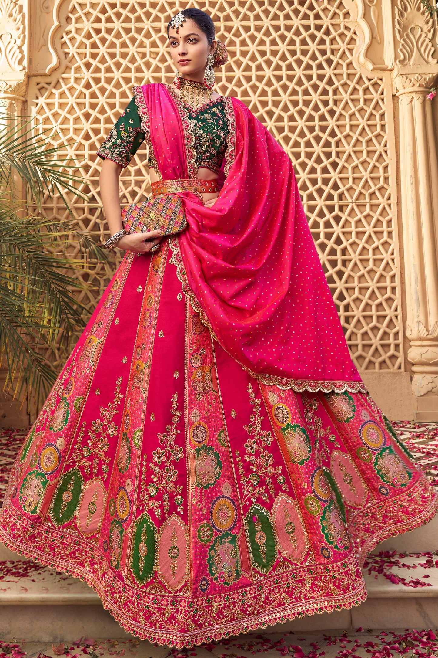Pink Semi-Stitched Heavy Work Banarasi Lehenga-SAR10334_1_SareeButa.com