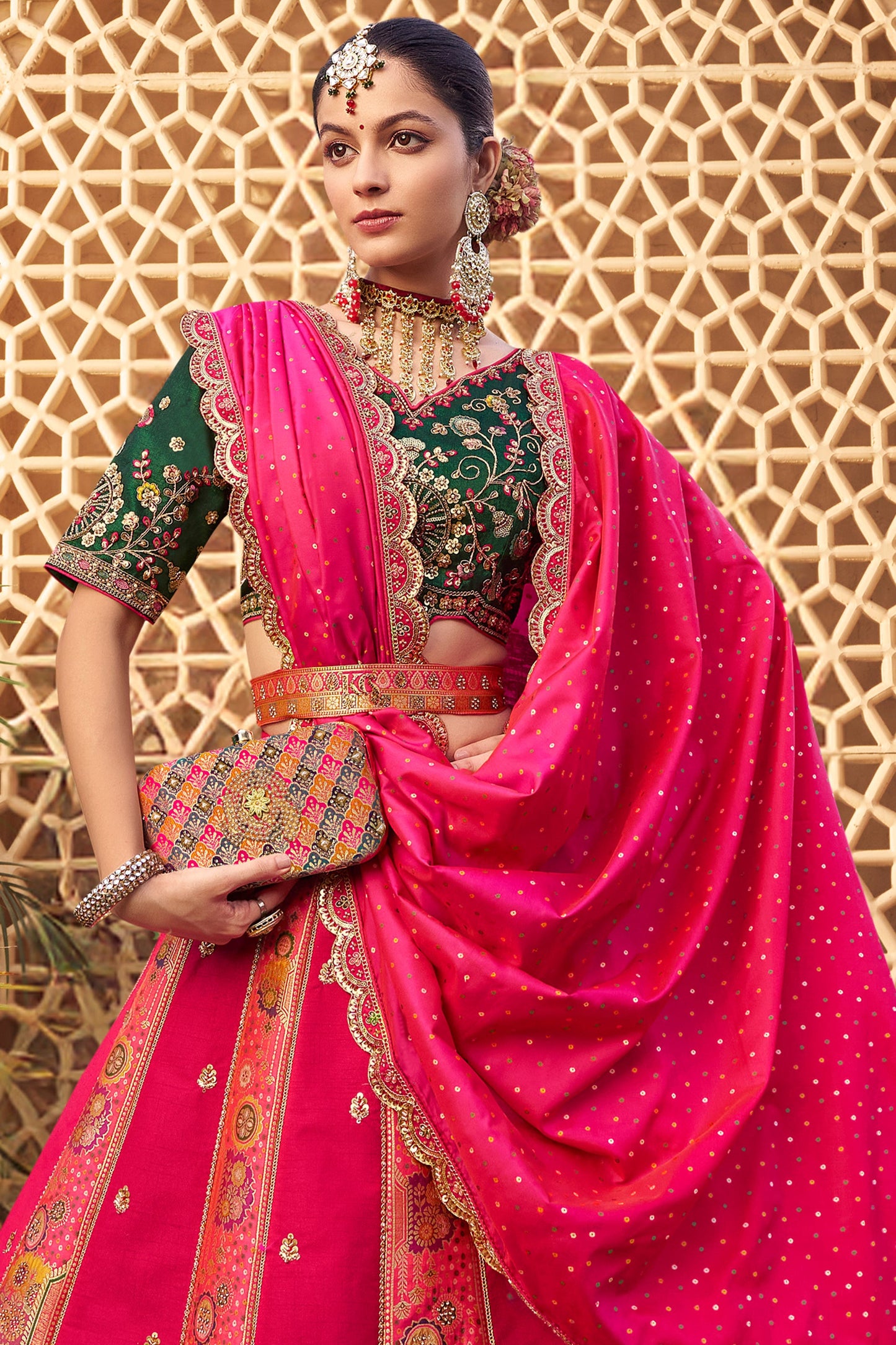 Pink Semi-Stitched Heavy Work Banarasi Lehenga-SAR10334_4_SareeButa.com