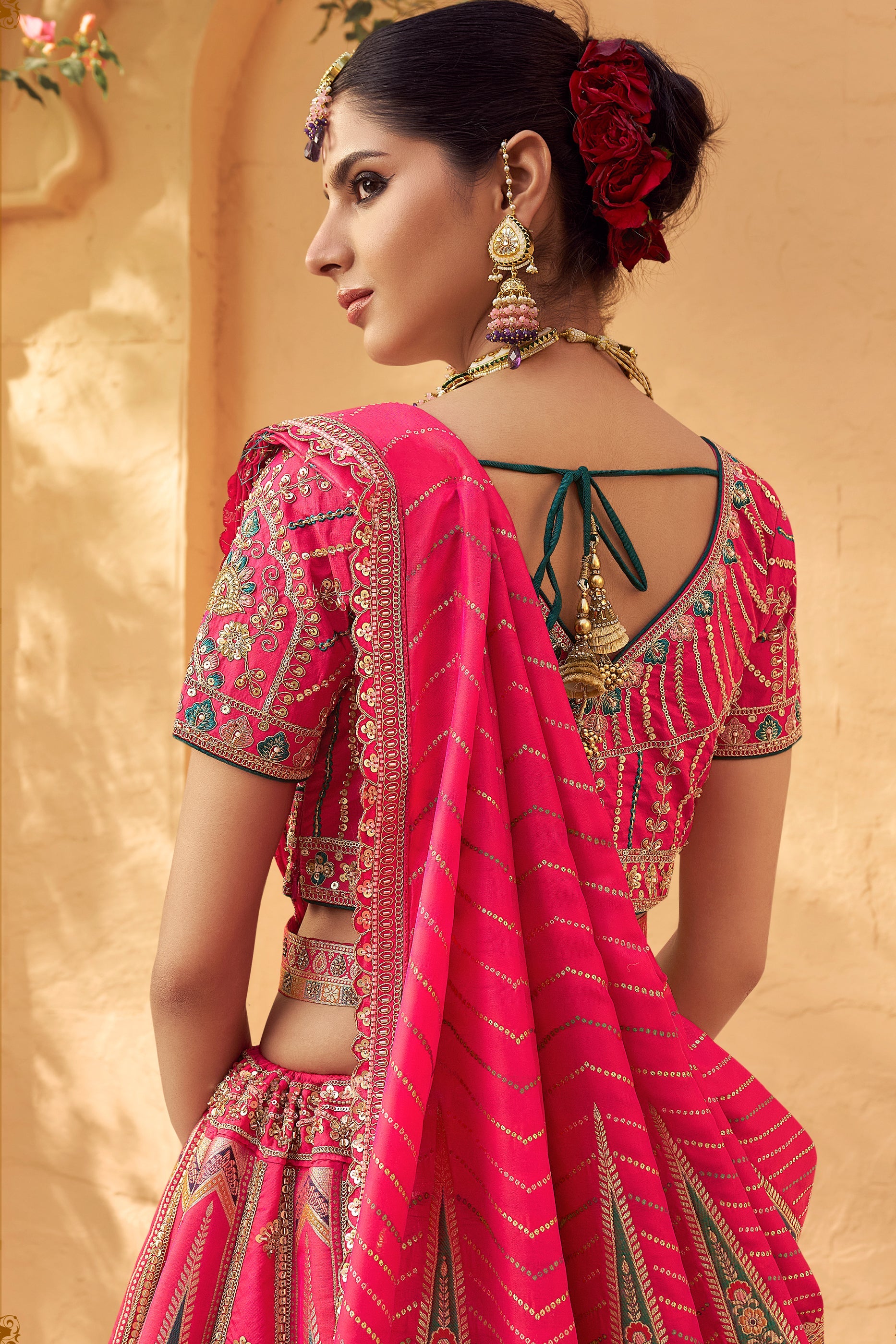 Pink Semi-Stitched Heavy Work Banarasi Lehenga-SAR10335_3_SareeButa.com
