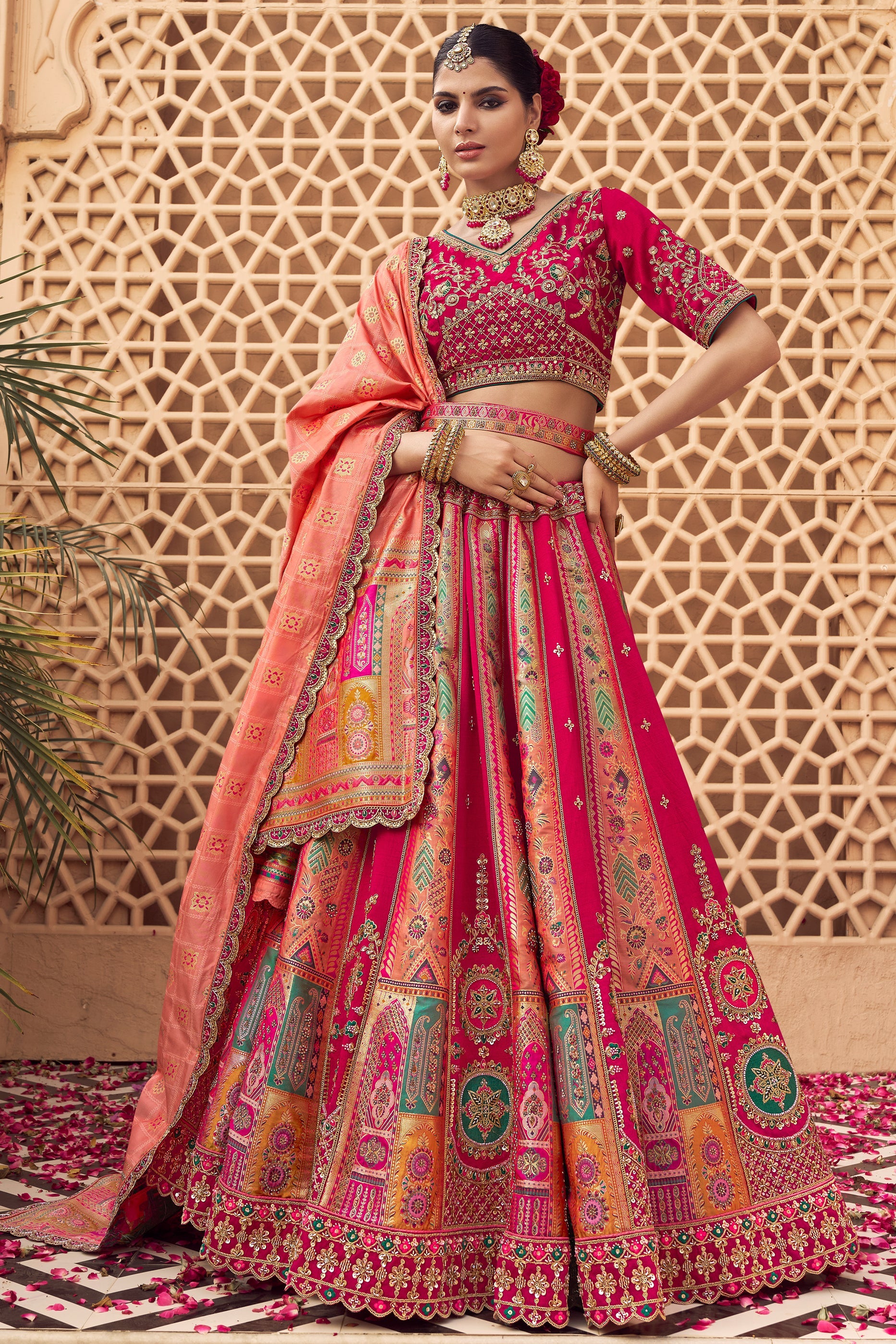 Pink Semi-Stitched Heavy Work Banarasi Lehenga-SAR10337_1_SareeButa.com
