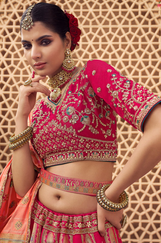 Pink Semi-Stitched Heavy Work Banarasi Lehenga-SAR10337_2_SareeButa.com