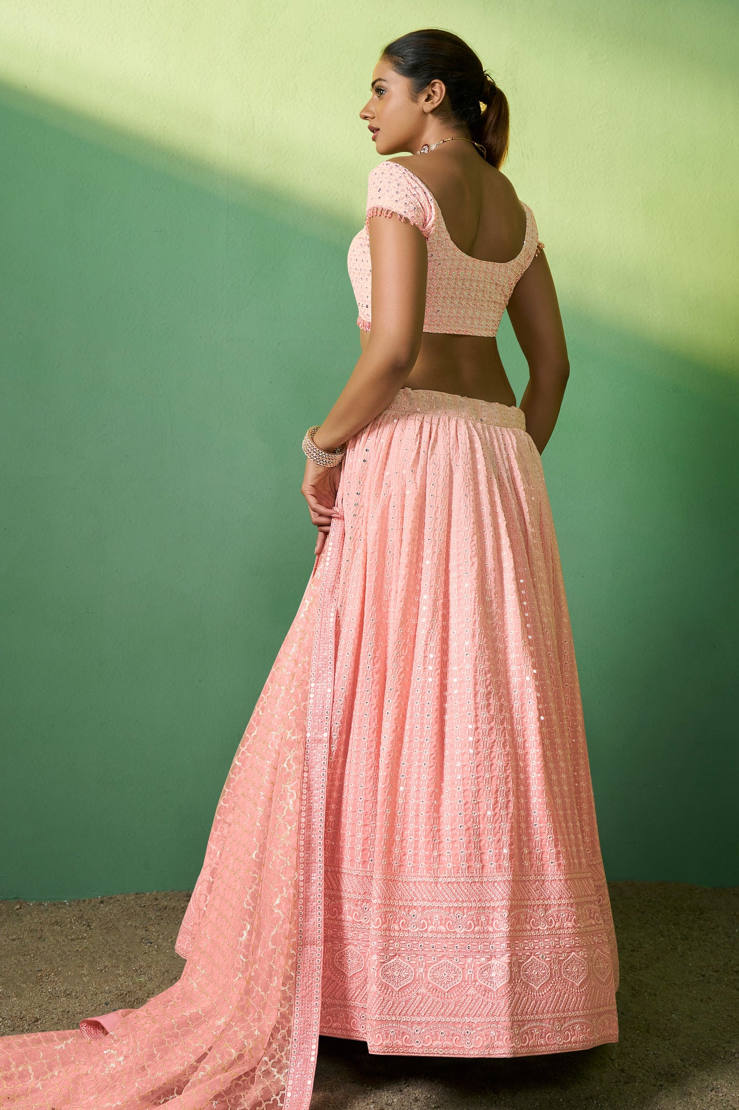 Pink Semi Stitched Georgette Lehenga-LC74_3_SareeButa.com