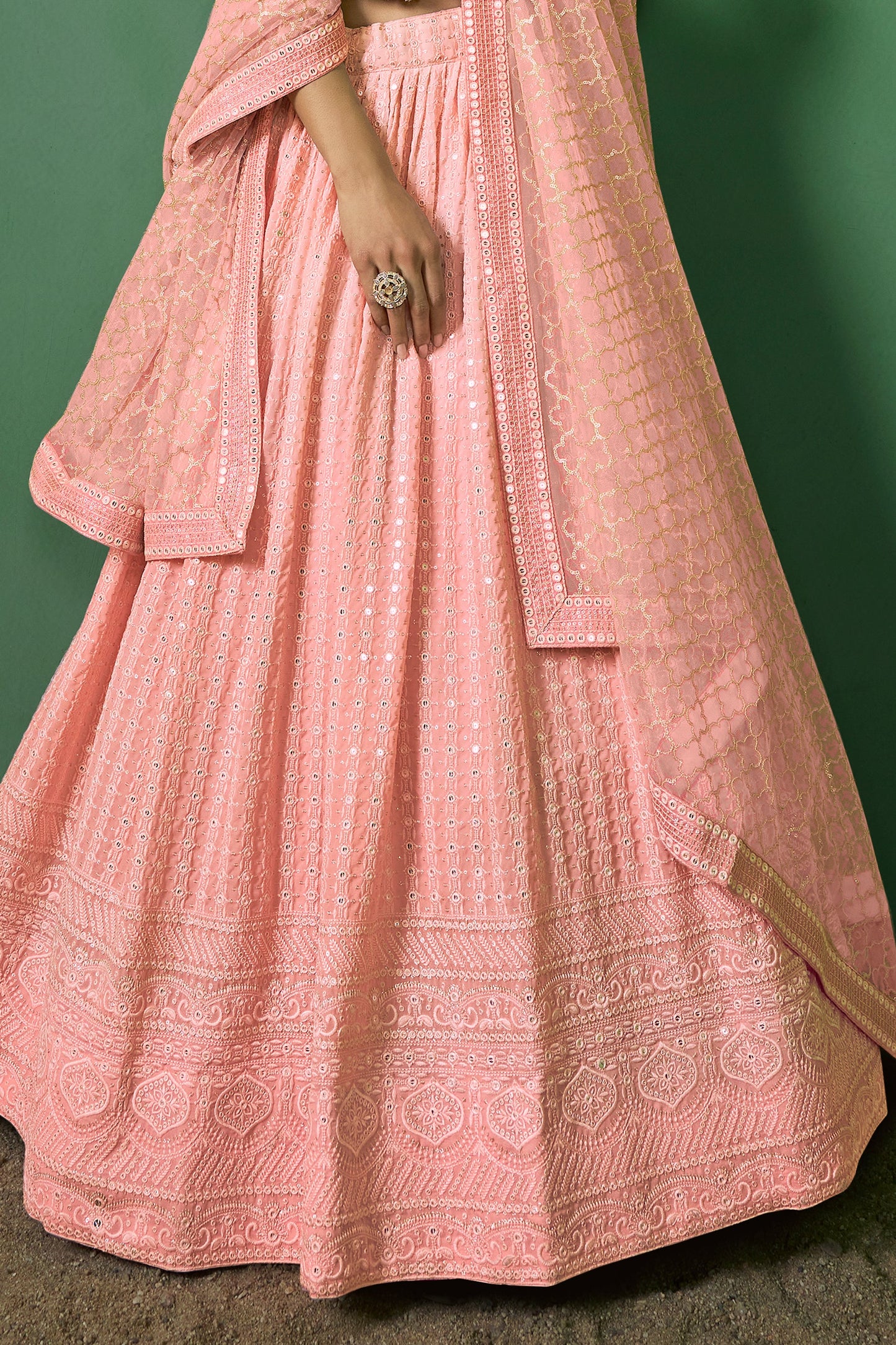 Pink Semi Stitched Georgette Lehenga-LC74_5_SareeButa.com