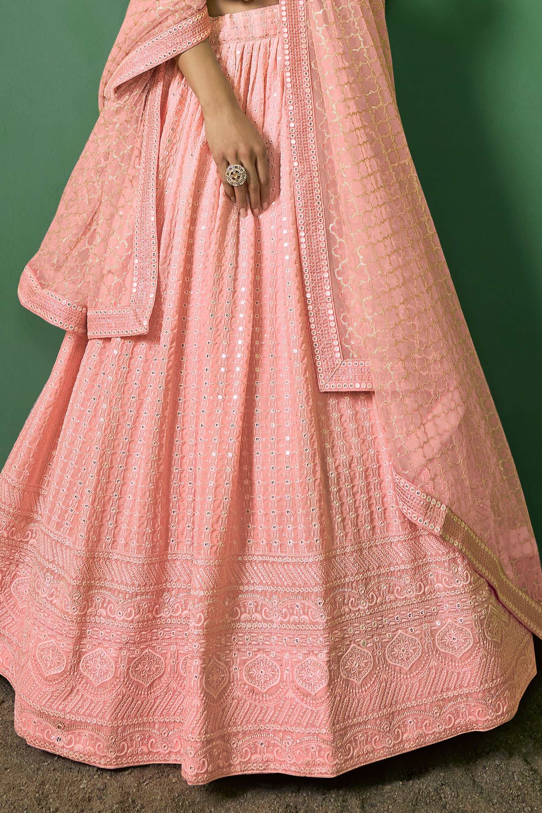 Pink Semi Stitched Georgette Lehenga-LC74_5_SareeButa.com