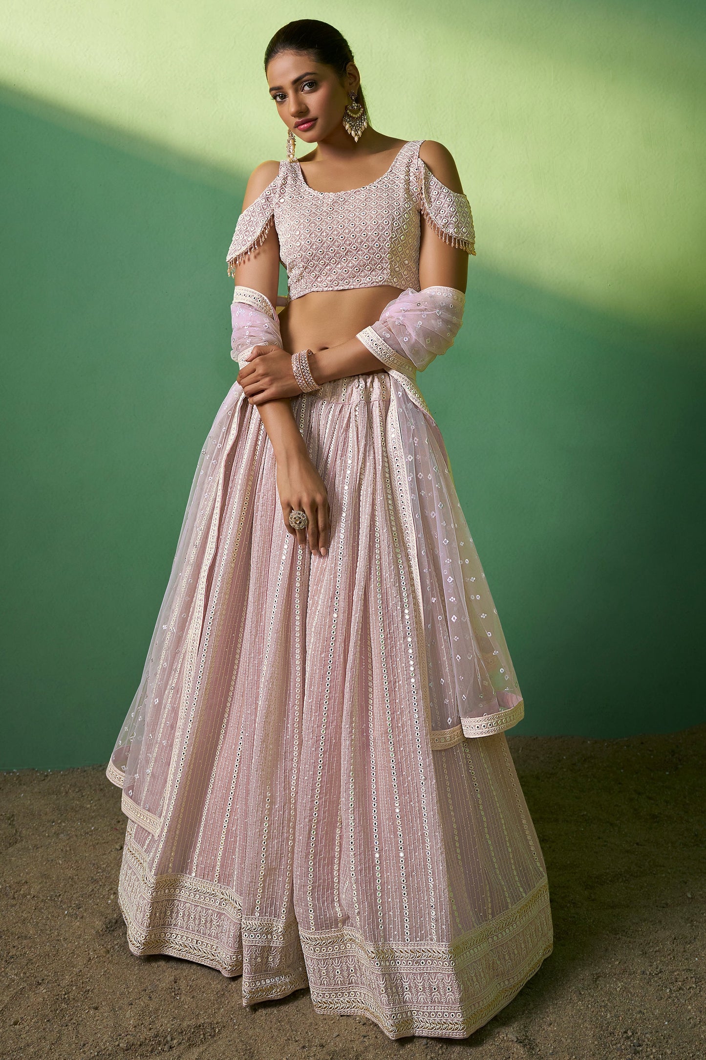 Pink Semi Stitched Georgette Lehenga-LC77_1_SareeButa.com