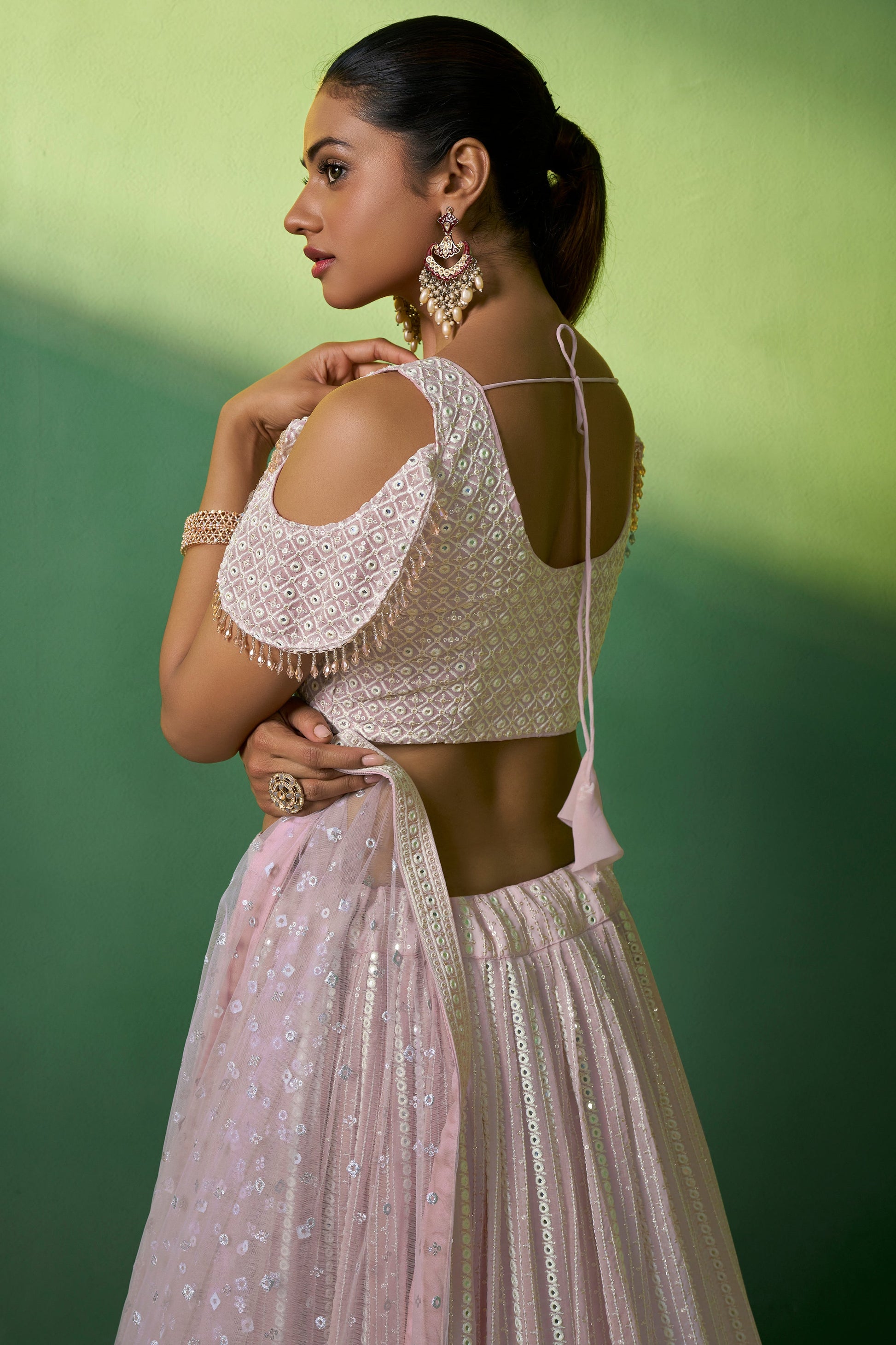 Pink Semi Stitched Georgette Lehenga-LC77_3_SareeButa.com