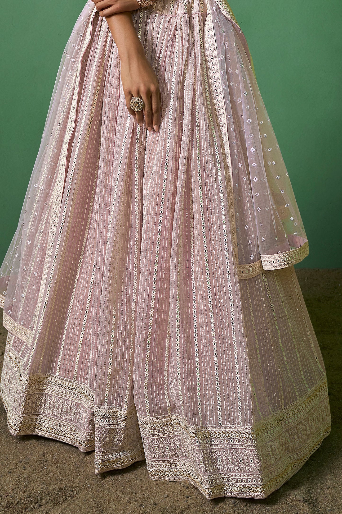 Pink Semi Stitched Georgette Lehenga-LC77_5_SareeButa.com