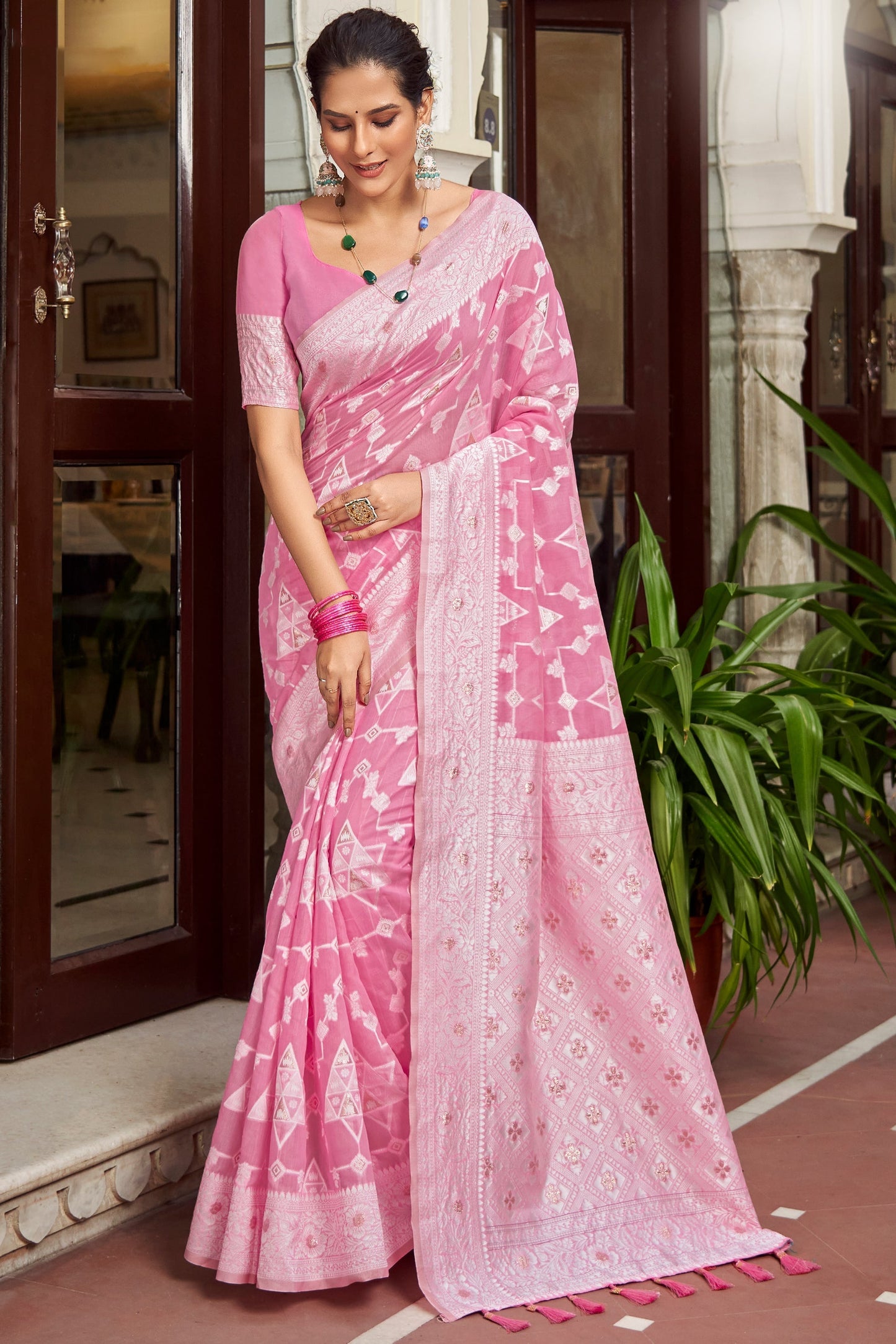 pink-woven-cotton-saree-zb132438_1_SareeButa.com