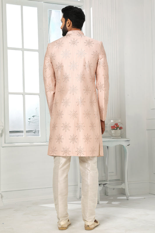 Pink Silk Kurta Pajama With Jacket-SAR11439_2_SareeButa.com