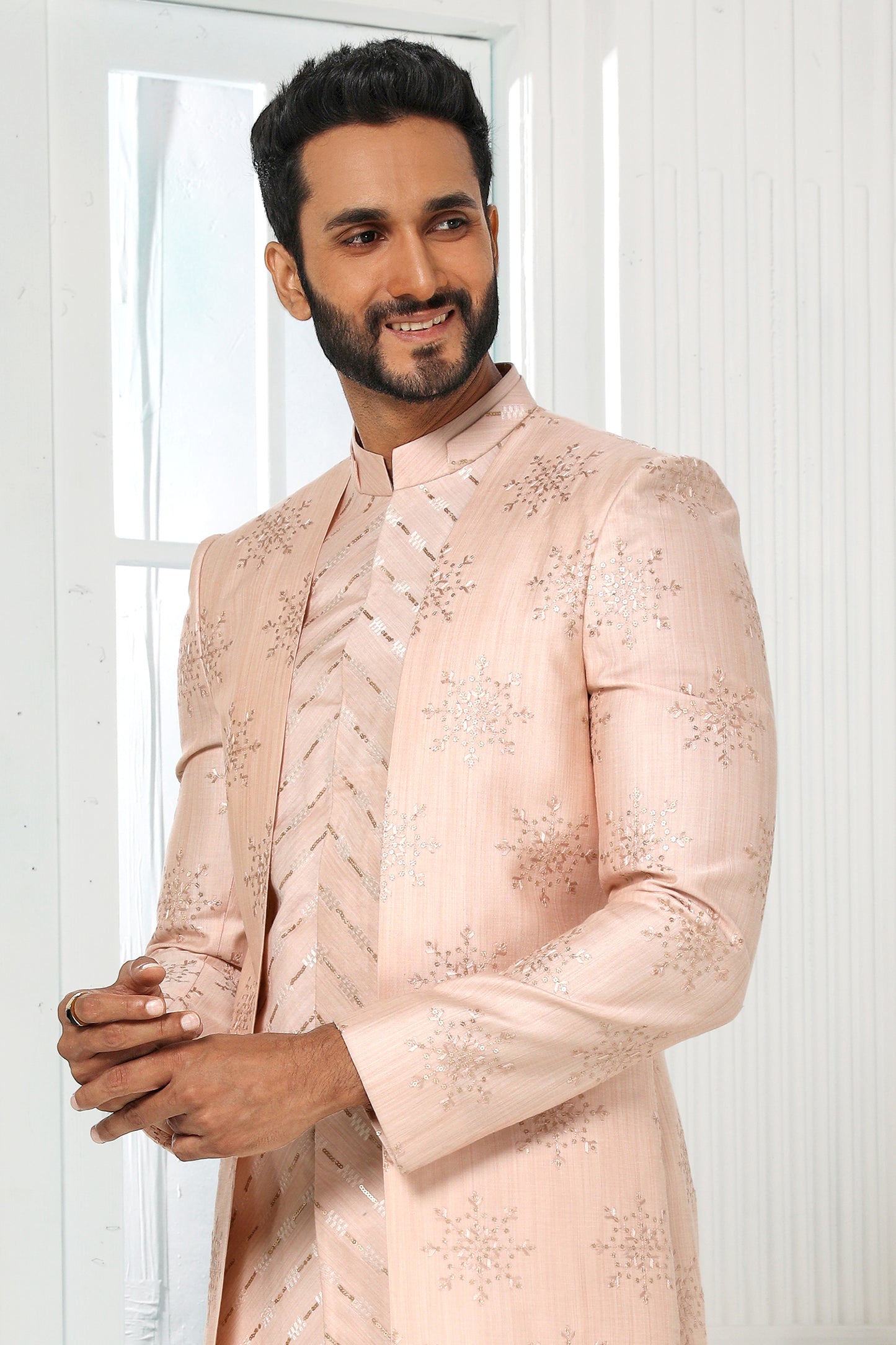 Pink Silk Kurta Pajama With Jacket-SAR11439_4_SareeButa.com