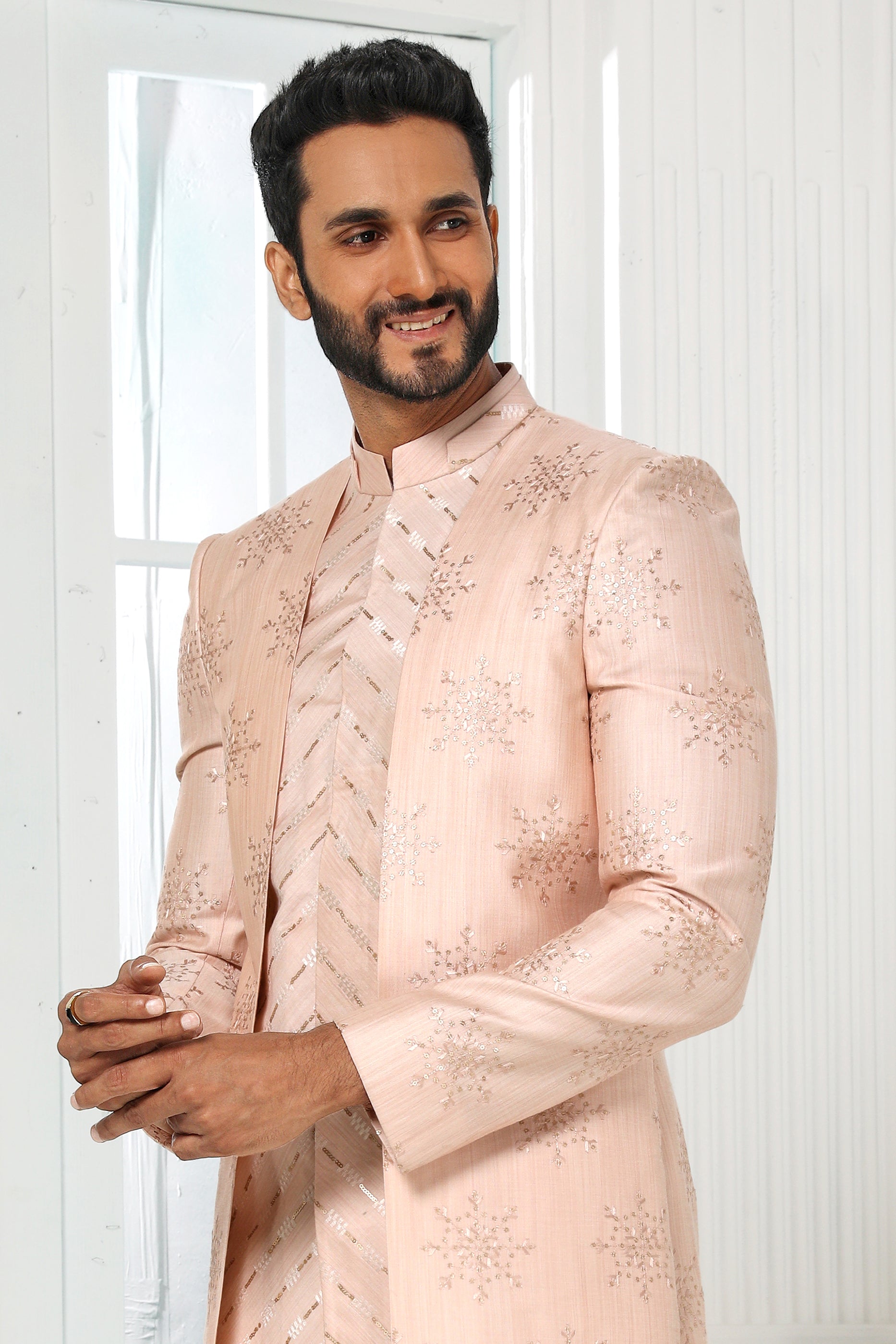 Pink Silk Kurta Pajama With Jacket-SAR11439_4_SareeButa.com