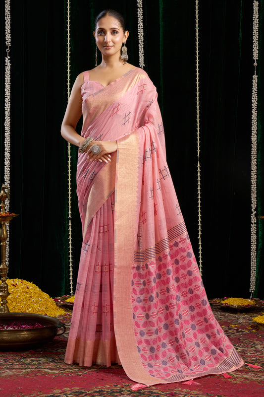 Pink Soft Spun cotton Saree-SAR12626_1_SareeButa.com