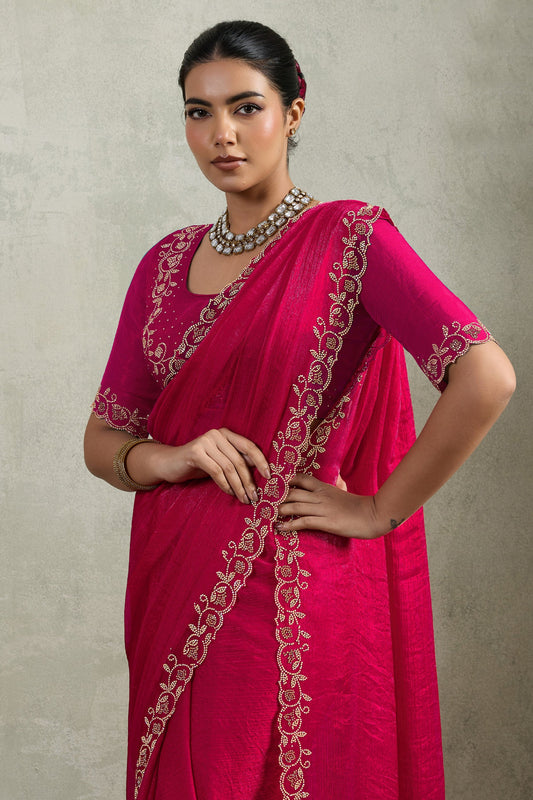 Pink Stone Work Chiffon Saree-SAR10417_2_SareeButa.com