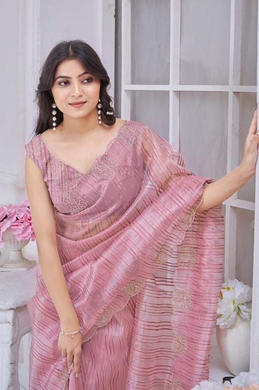 Pink Stone Work Jacquard Saree-SAR10739_2_SareeButa.com