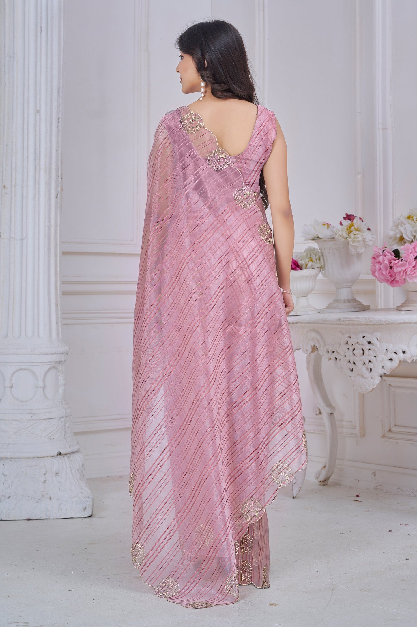 Pink Stone Work Jacquard Saree-SAR10739_3_SareeButa.com