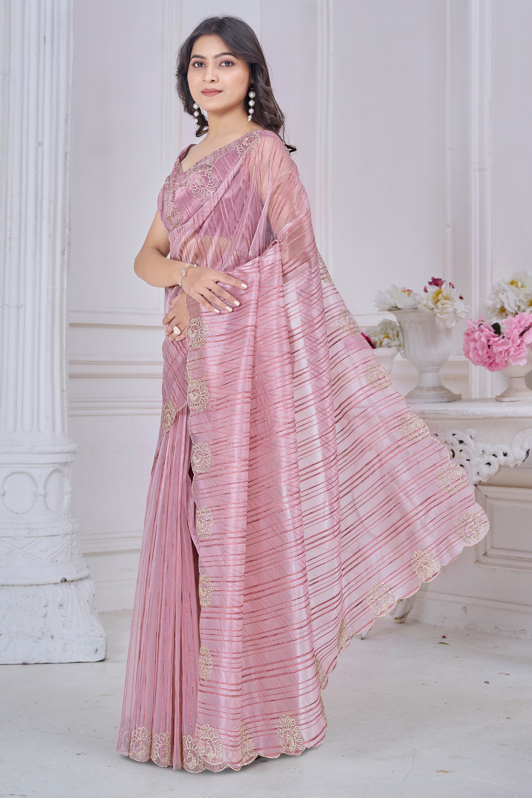 Pink Stone Work Jacquard Saree-SAR10739_4_SareeButa.com