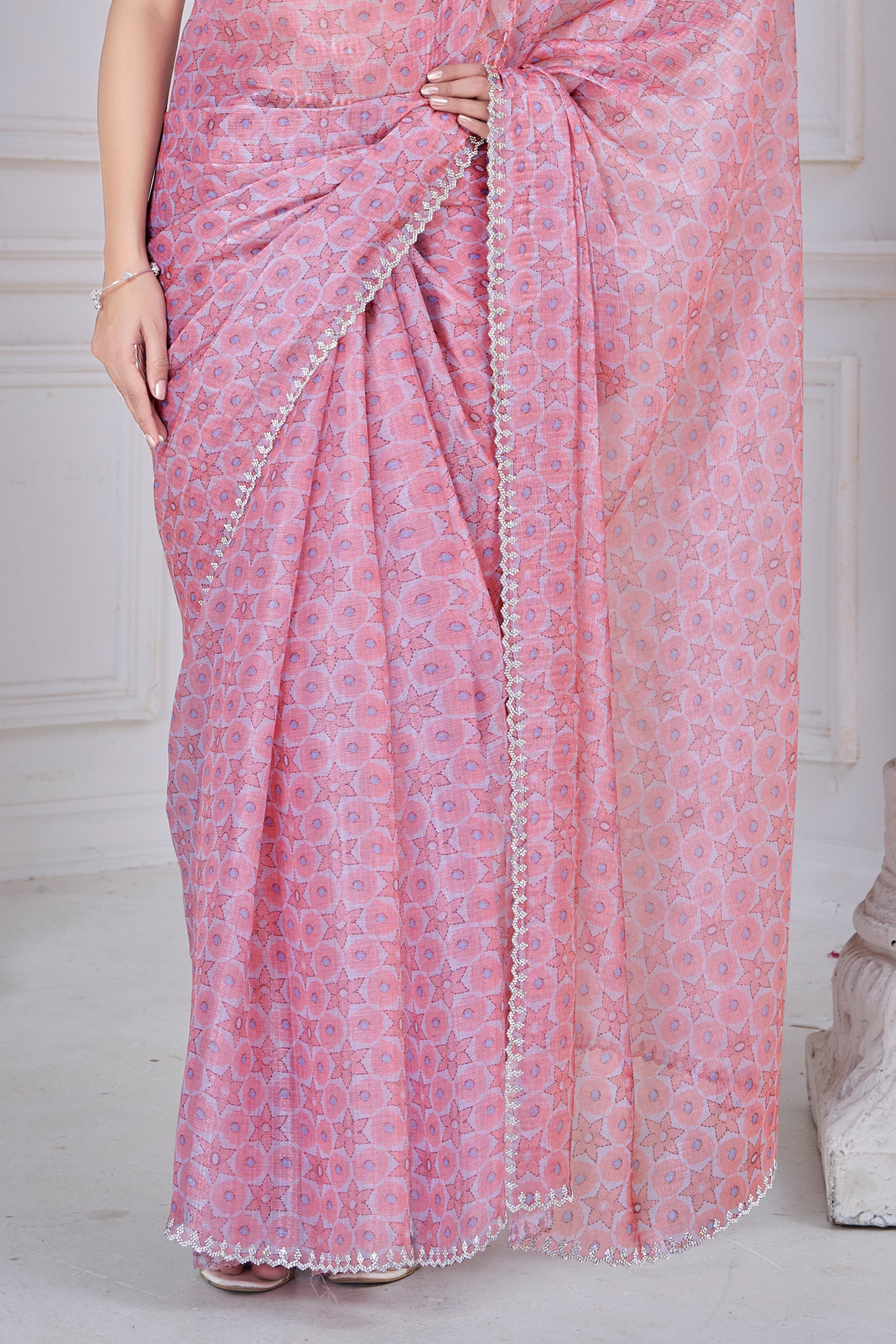 Pink Stone Work Organza Saree-SAR10750_5_SareeButa.com