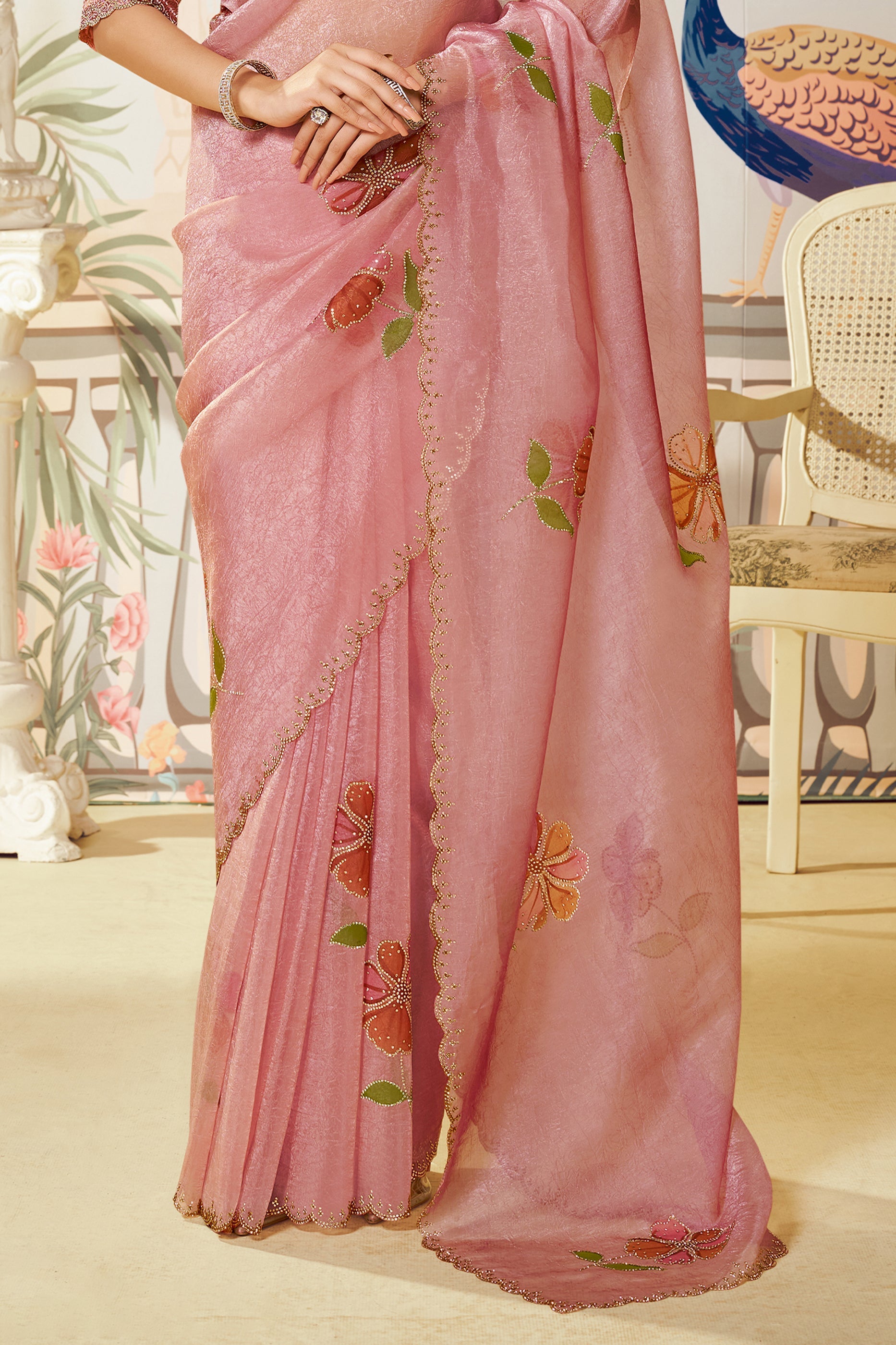 Pink Stone Work Satin Organza Saree-SAR10471_4_SareeButa.com