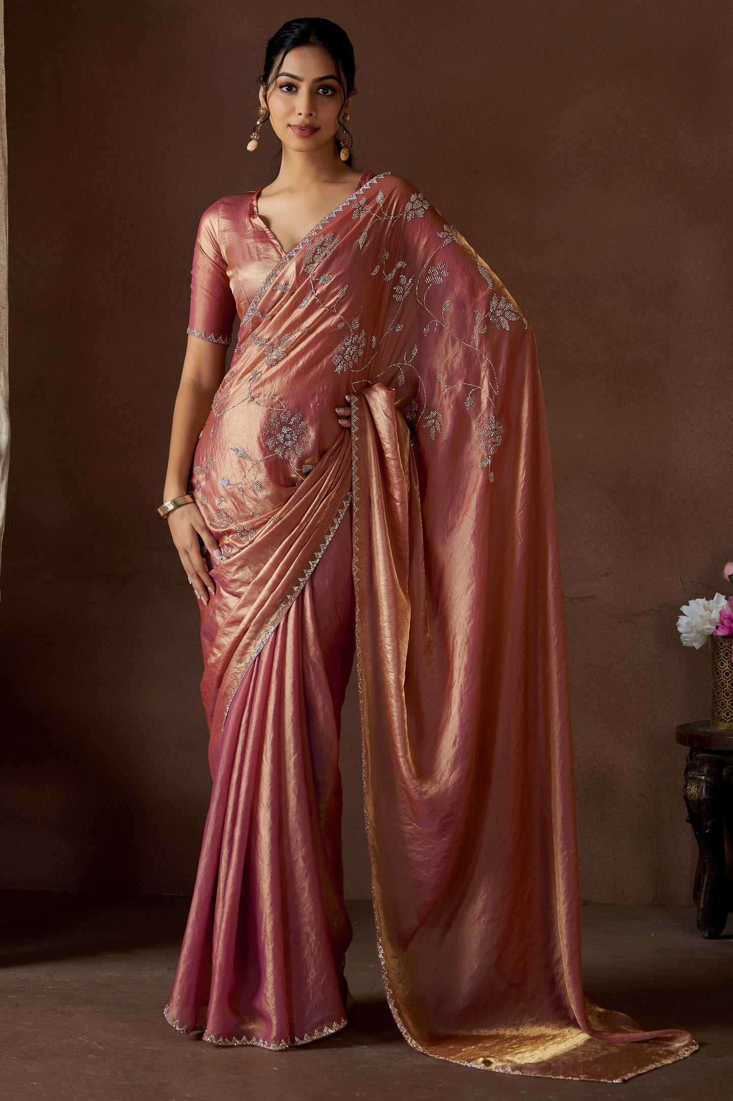 Pink Stone Work Satin Silk Saree-ZB134205_1_SareeButa.com