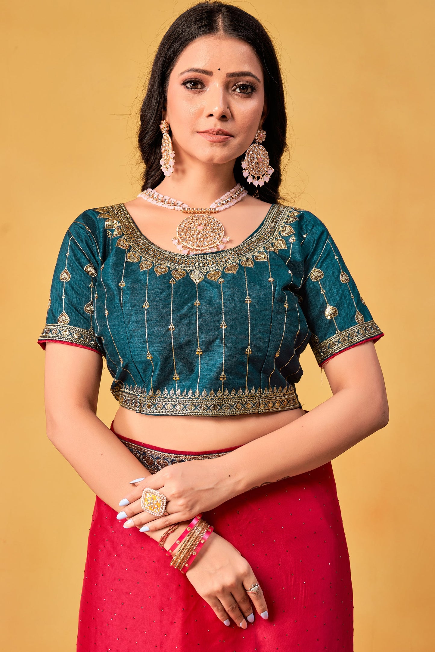 Pink Stone Work Silk Saree-ZB133995_4_SareeButa.com