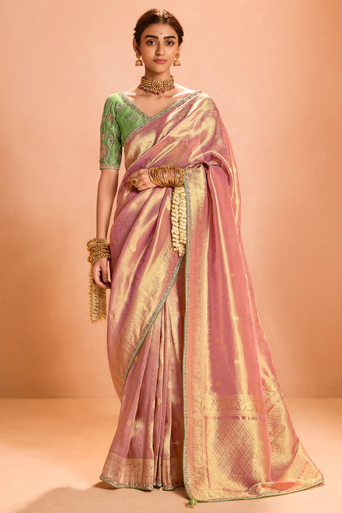 Pink Tissue Silk Saree with Zari Work-ZB133865_1_SareeButa.com