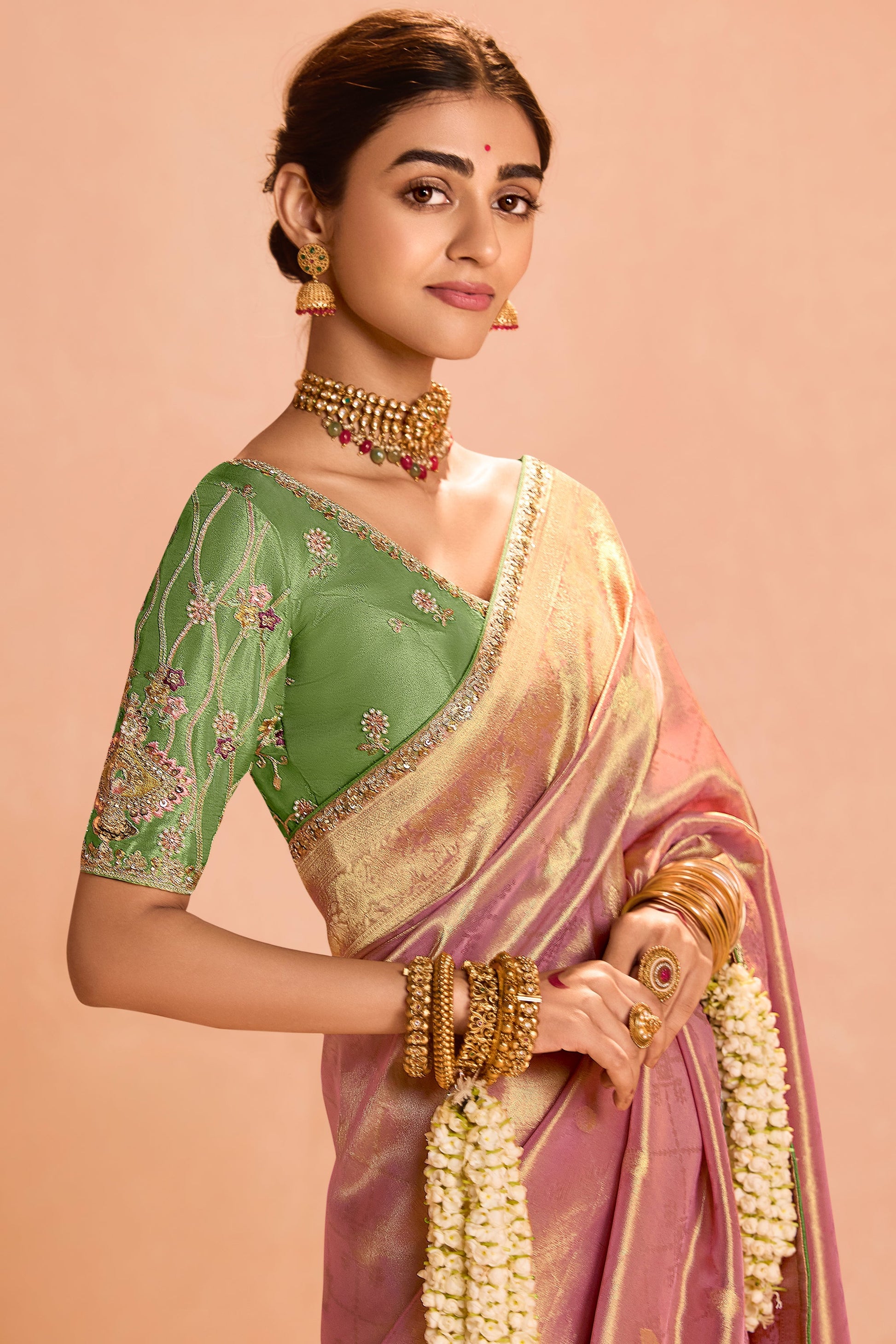 Pink Tissue Silk Saree with Zari Work-ZB133865_2_SareeButa.com