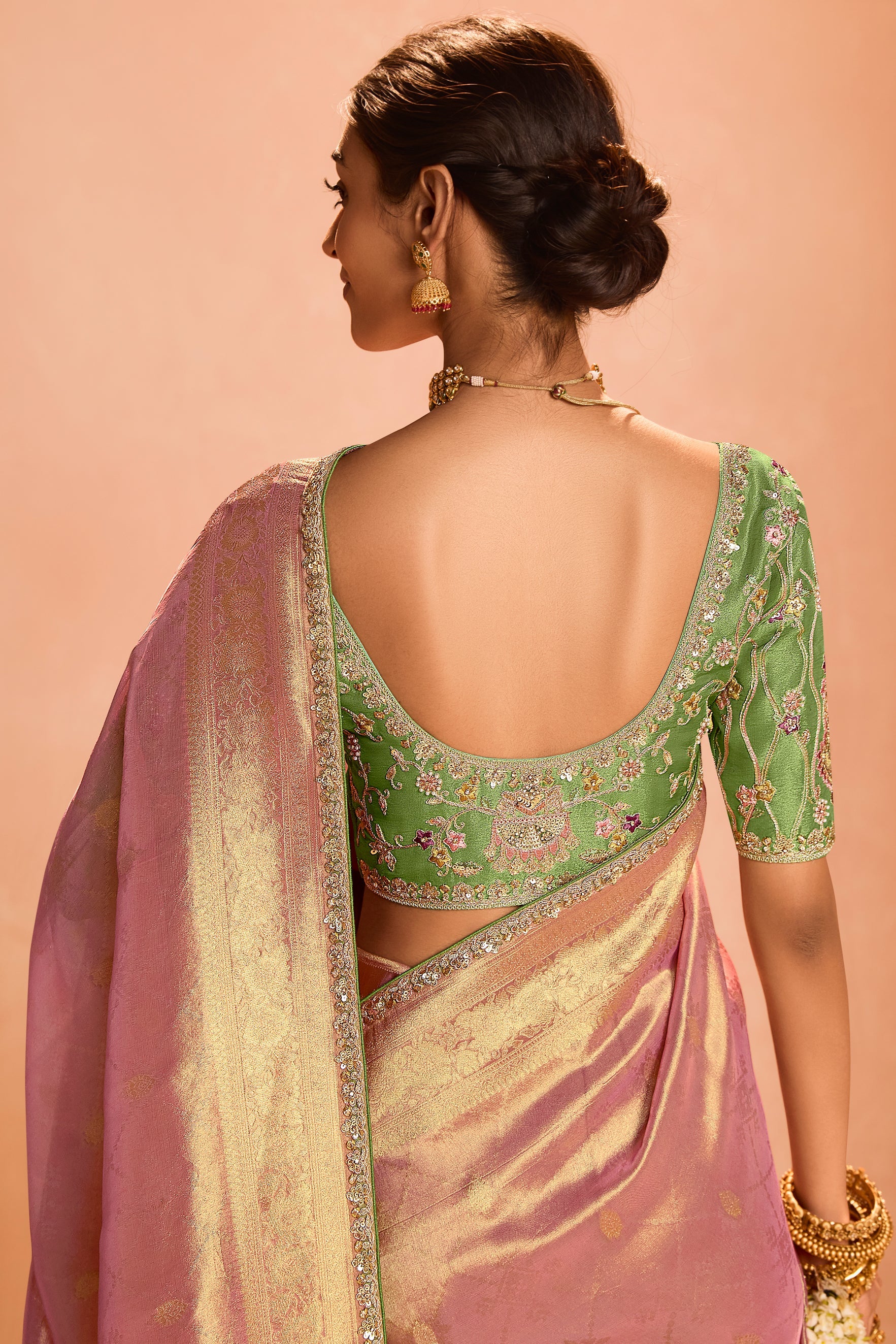 Pink Tissue Silk Saree with Zari Work-ZB133865_3_SareeButa.com