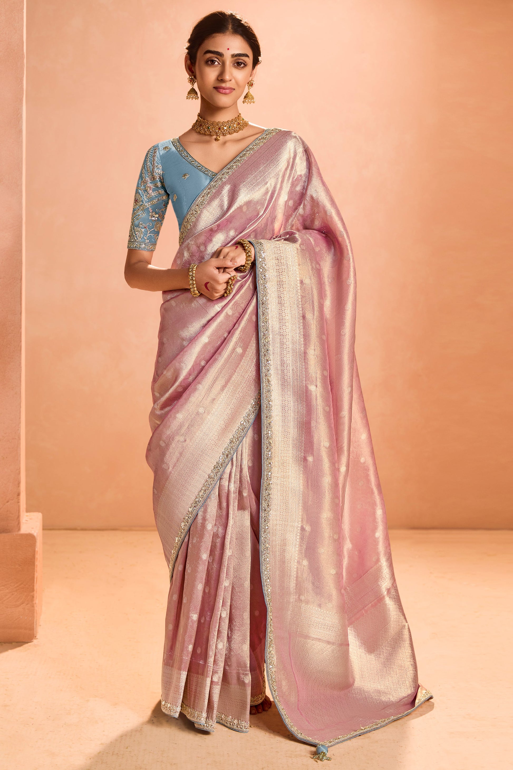 Pink Tissue Silk Saree with Zari Work-ZB133869_1_SareeButa.com