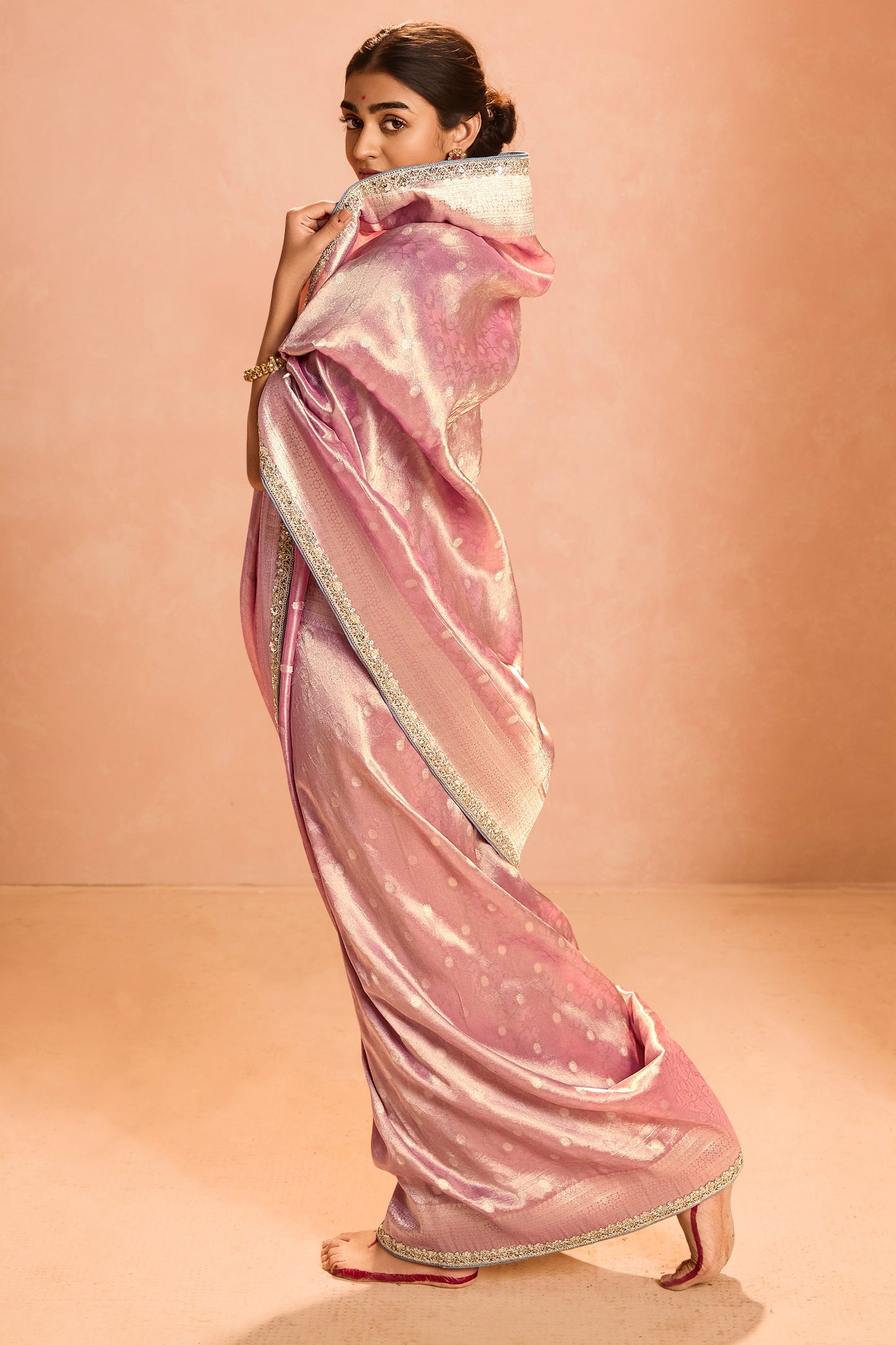 Pink Tissue Silk Saree with Zari Work-ZB133869_4_SareeButa.com