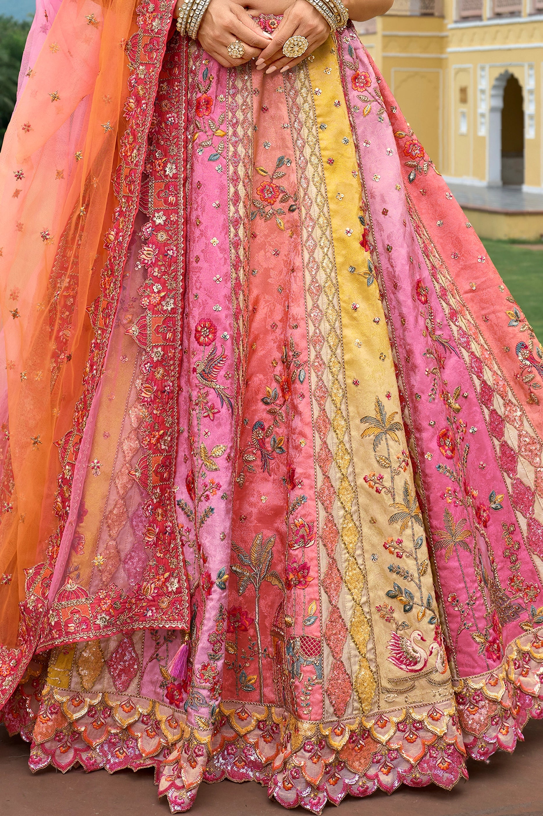 Pink Unstitched Embroidered Silk Lehenga-SAR11027_4_SareeButa.com