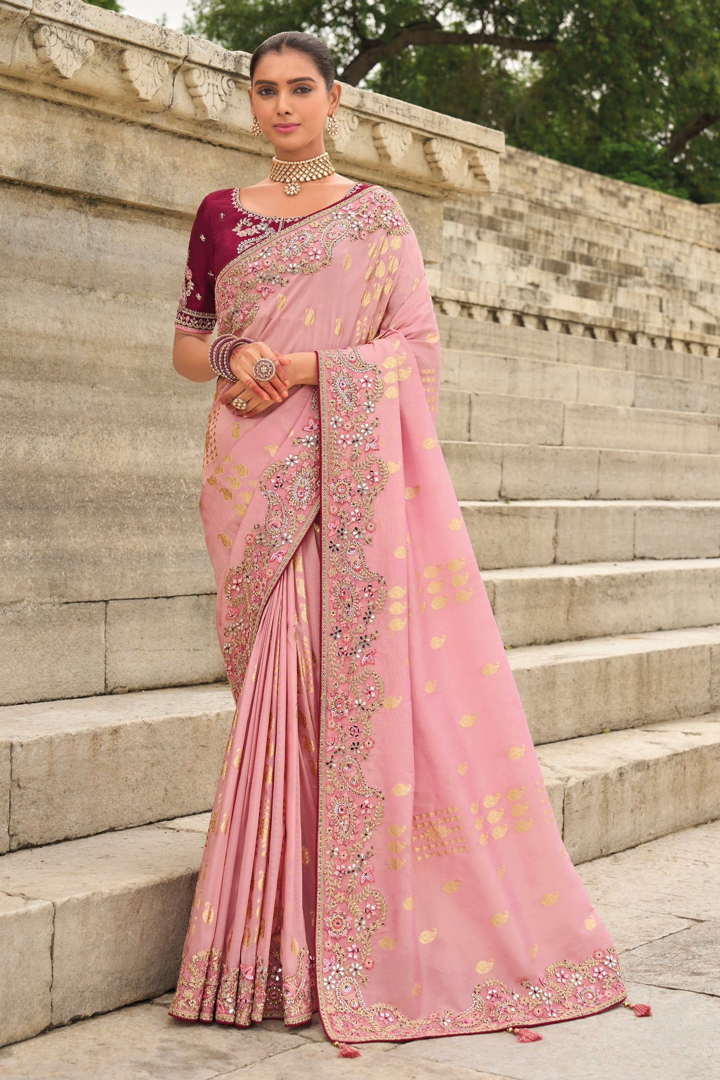 Pink Woven Banarasi Saree-ZB133312_1_SareeButa.com