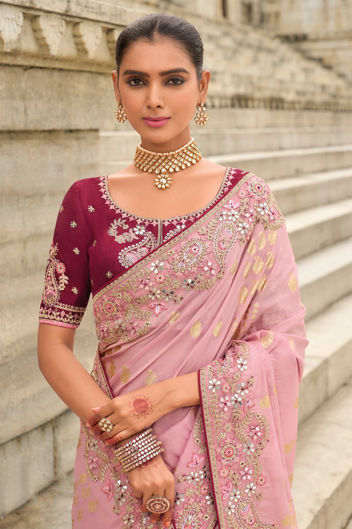 Pink Woven Banarasi Saree-ZB133312_2_SareeButa.com